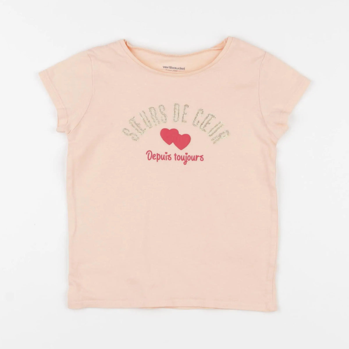 Vertbaudet - tee-shirt rose, or - 4 ans