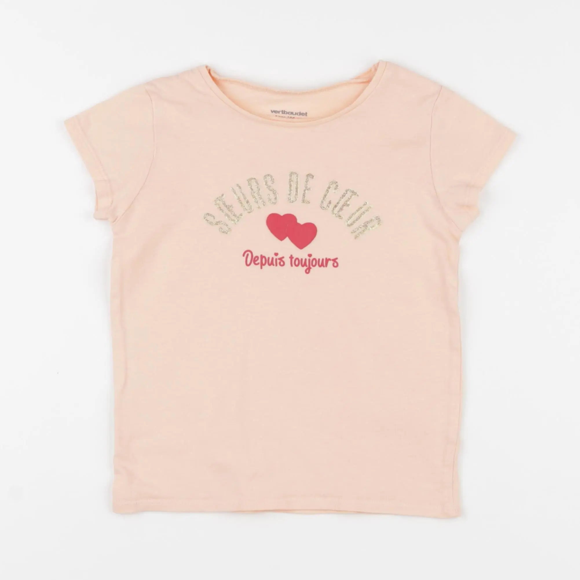 Vertbaudet - tee-shirt rose, or - 4 ans