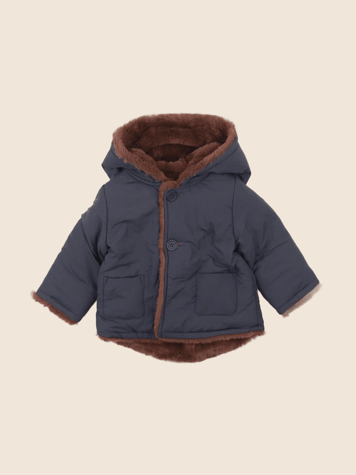 La Redoute - doudoune réversible bleu, marron - 6 mois