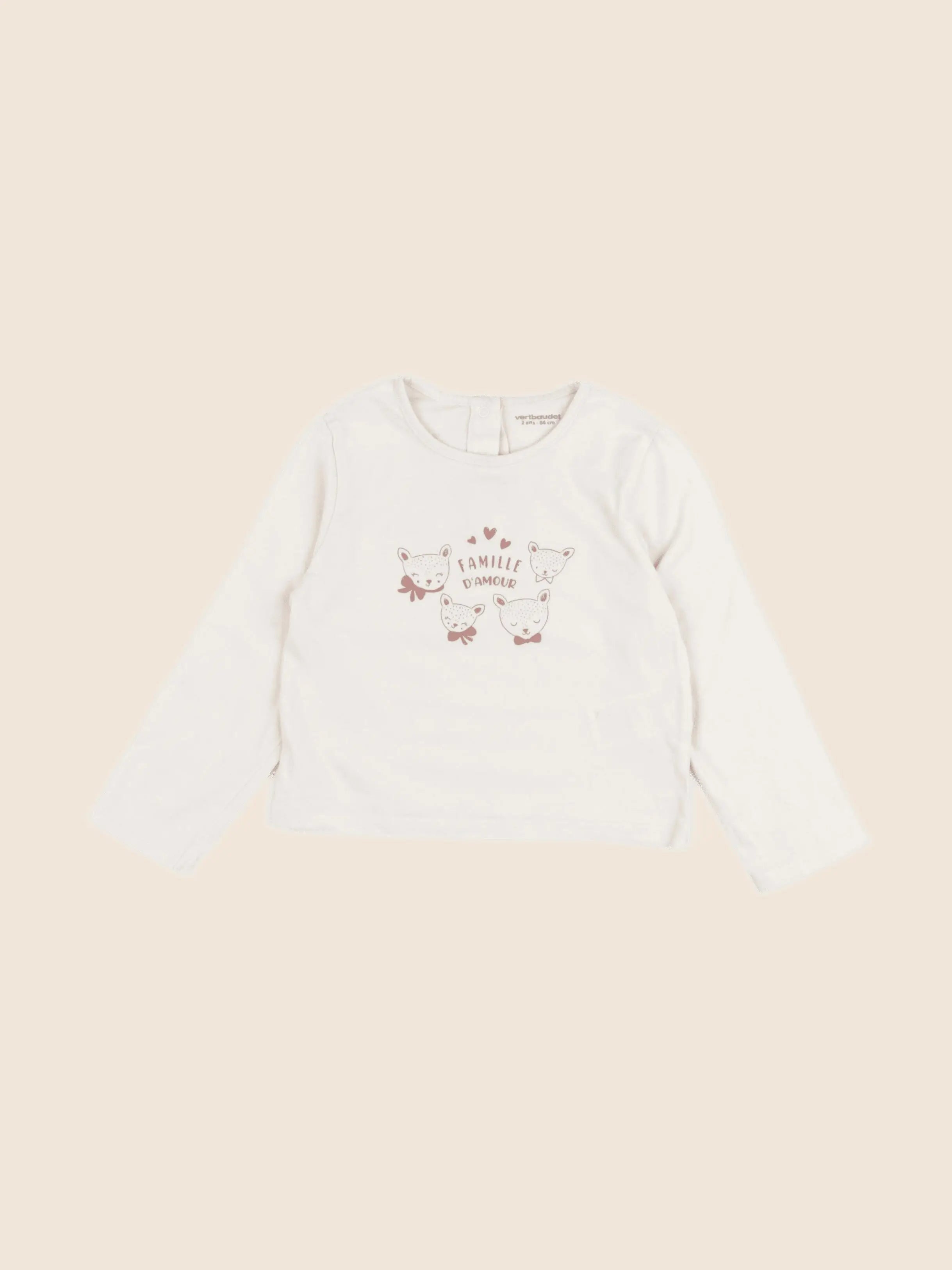 Vertbaudet - tee-shirt beige - 2 ans