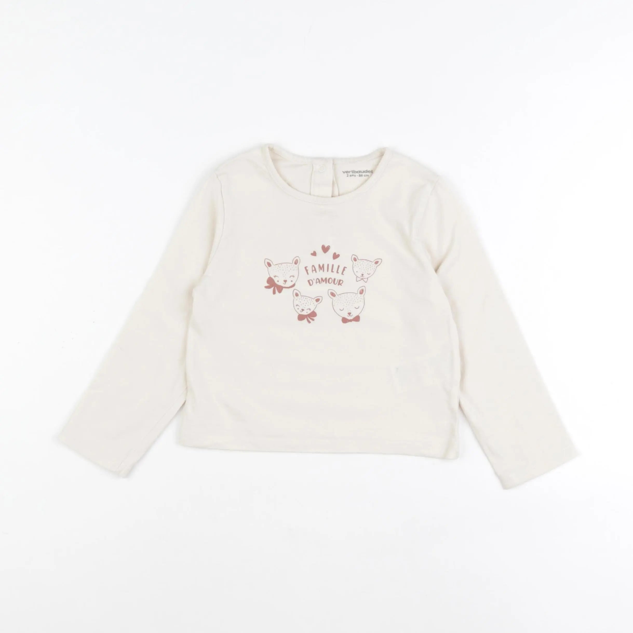 Vertbaudet - tee-shirt beige - 2 ans