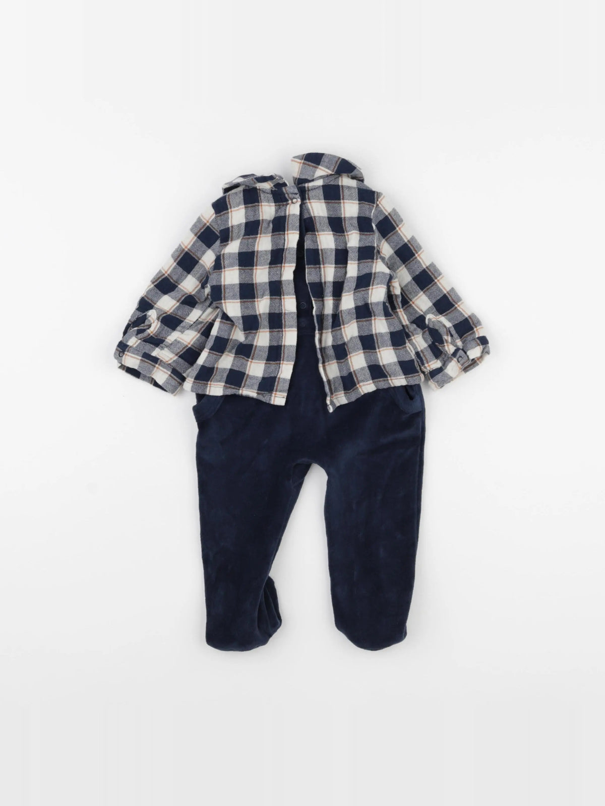 Vertbaudet - pyjama velours bleu - 6 mois