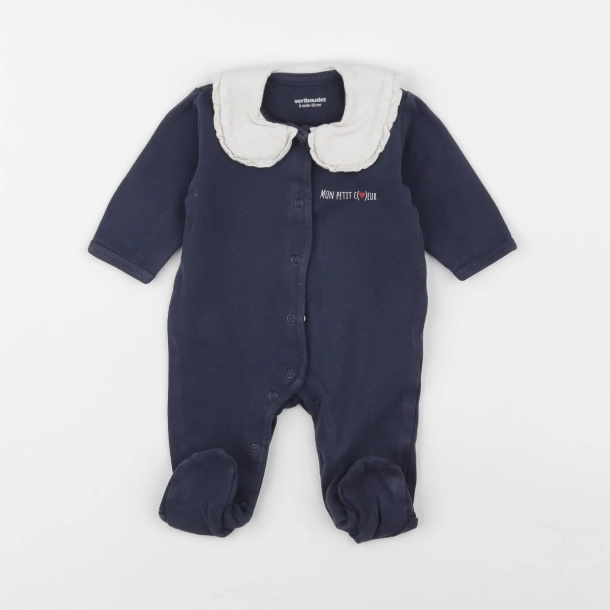 Vertbaudet - pyjama coton bleu - 3 mois