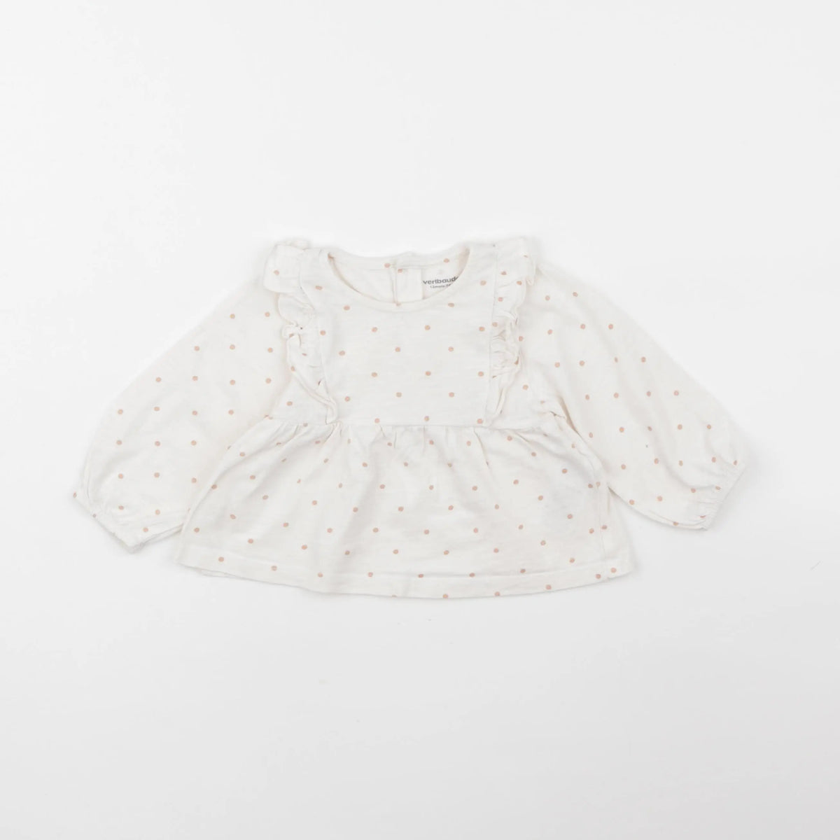 Vertbaudet - tee-shirt blanc, beige - 12 mois