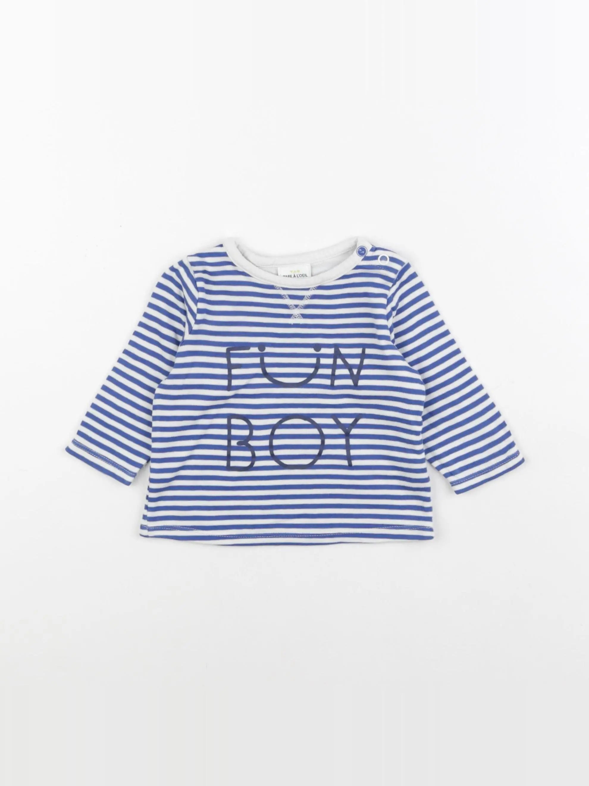 Tape à l'oeil - tee-shirt bleu, blanc - 6 mois