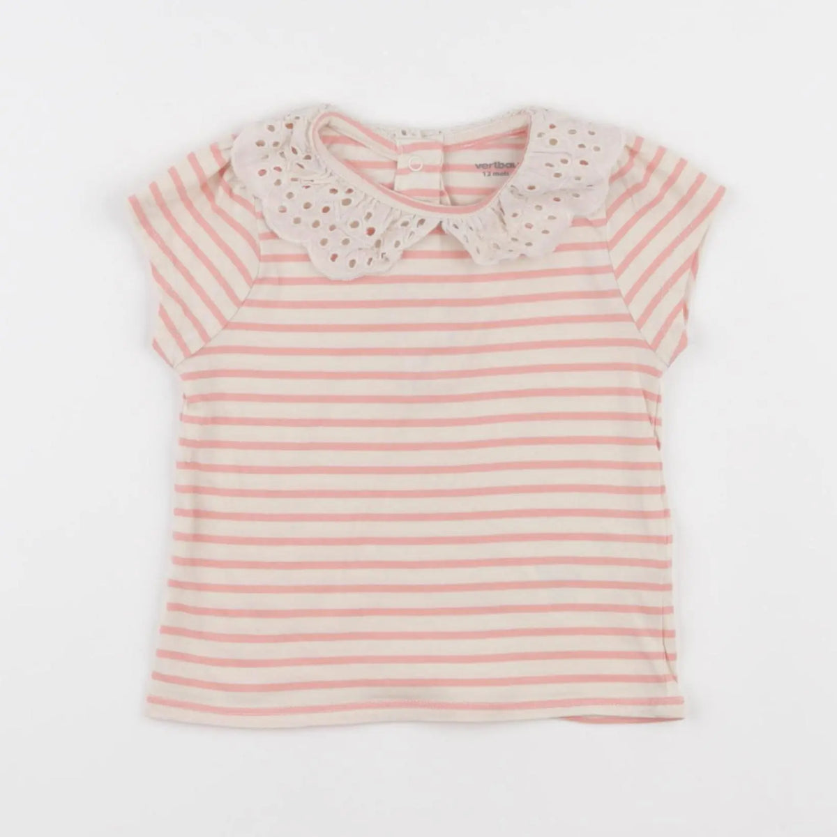 Vertbaudet - tee-shirt rose, beige - 12 mois