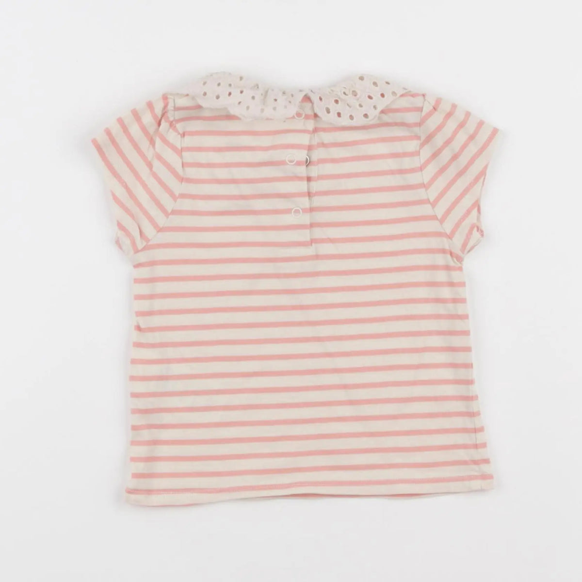 Vertbaudet - tee-shirt rose, beige - 12 mois