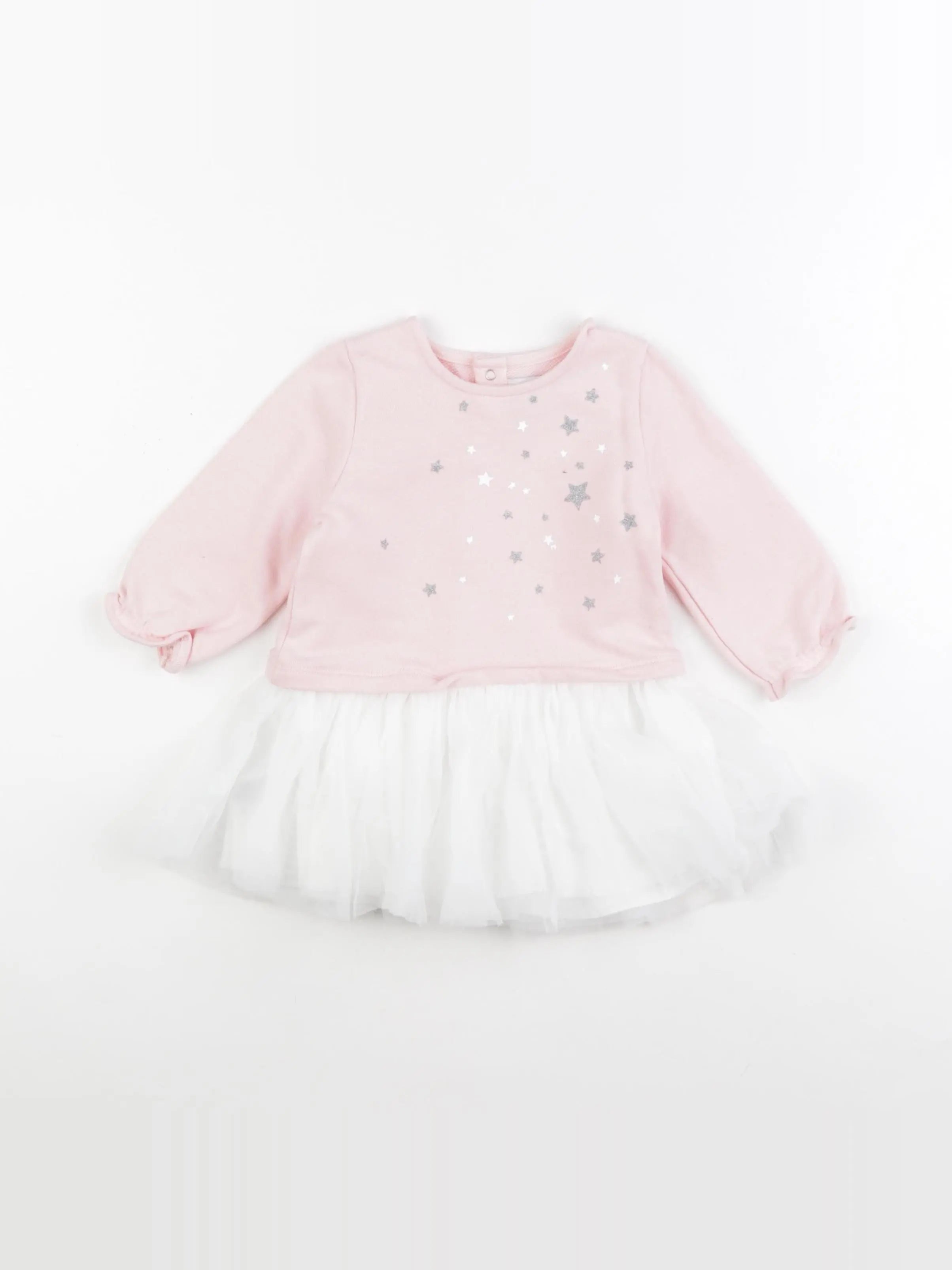 Petit Bateau - robe blanc, rose - 12 mois