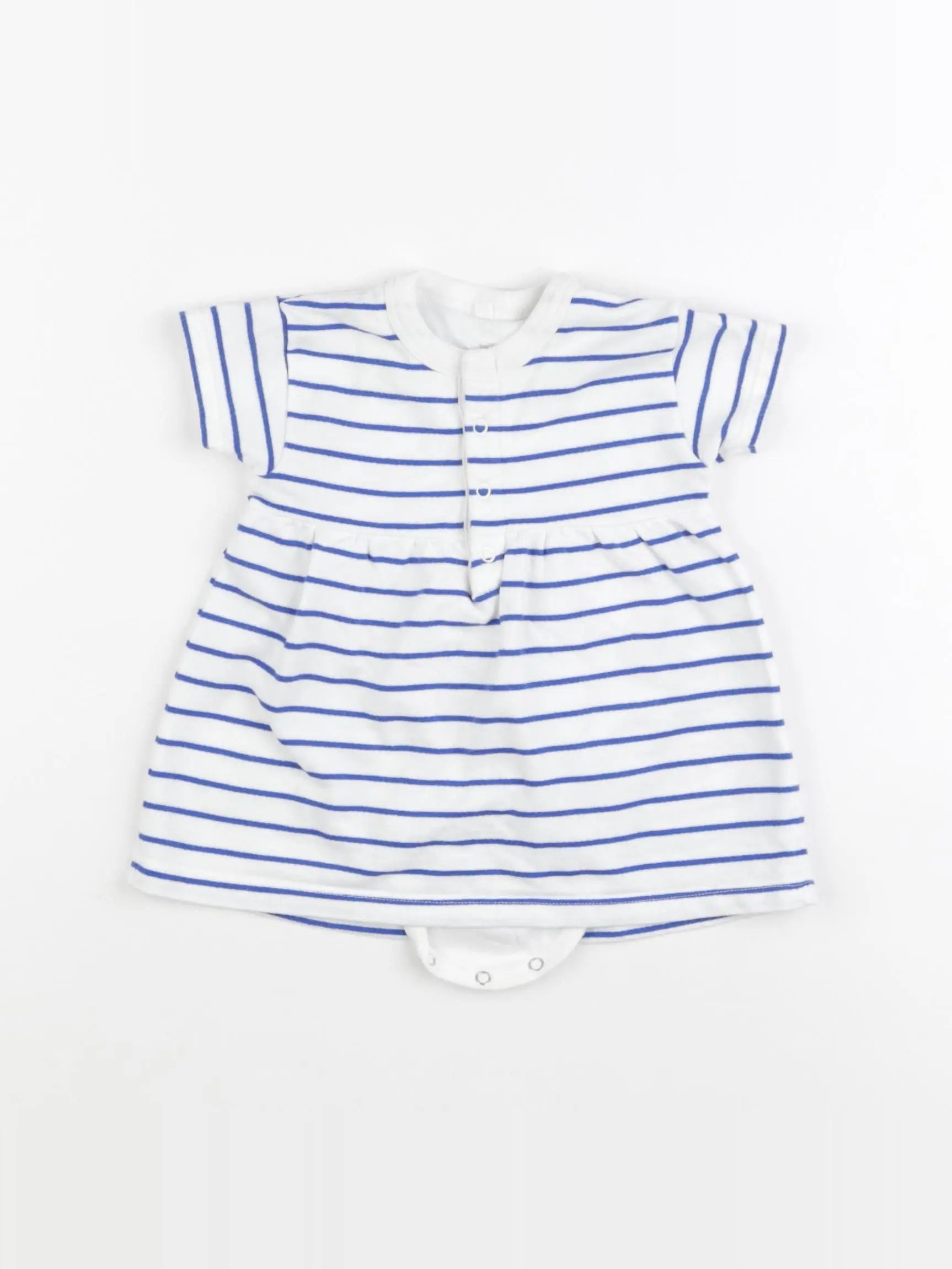 Petit Bateau - body robe blanc, bleu - 3 mois