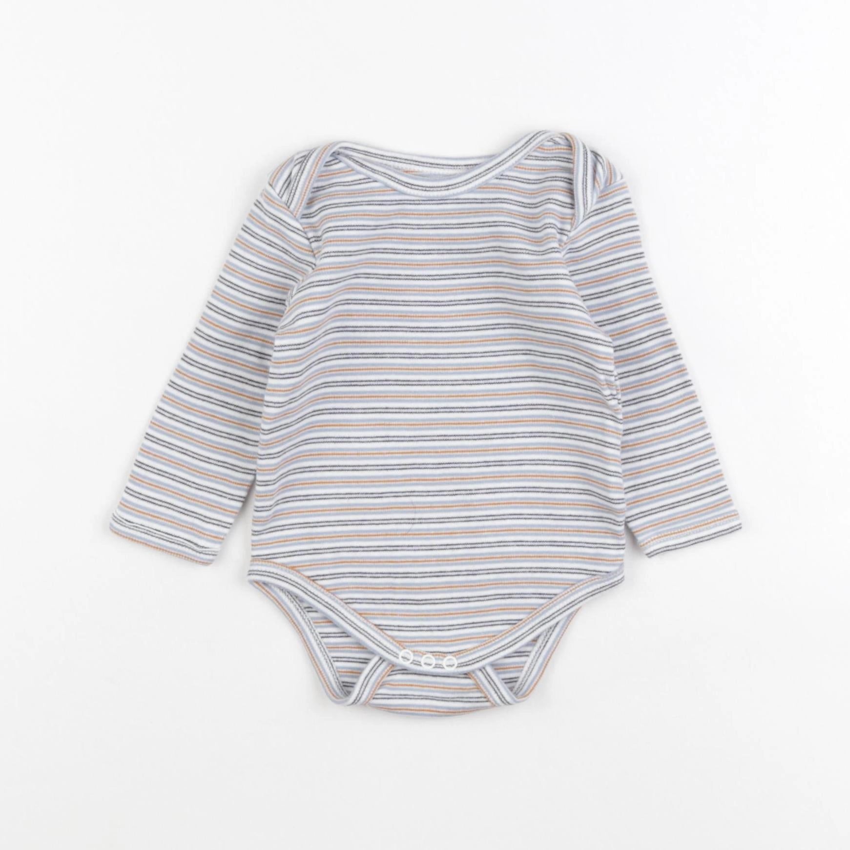 Vertbaudet - body bleu, blanc - 6 mois