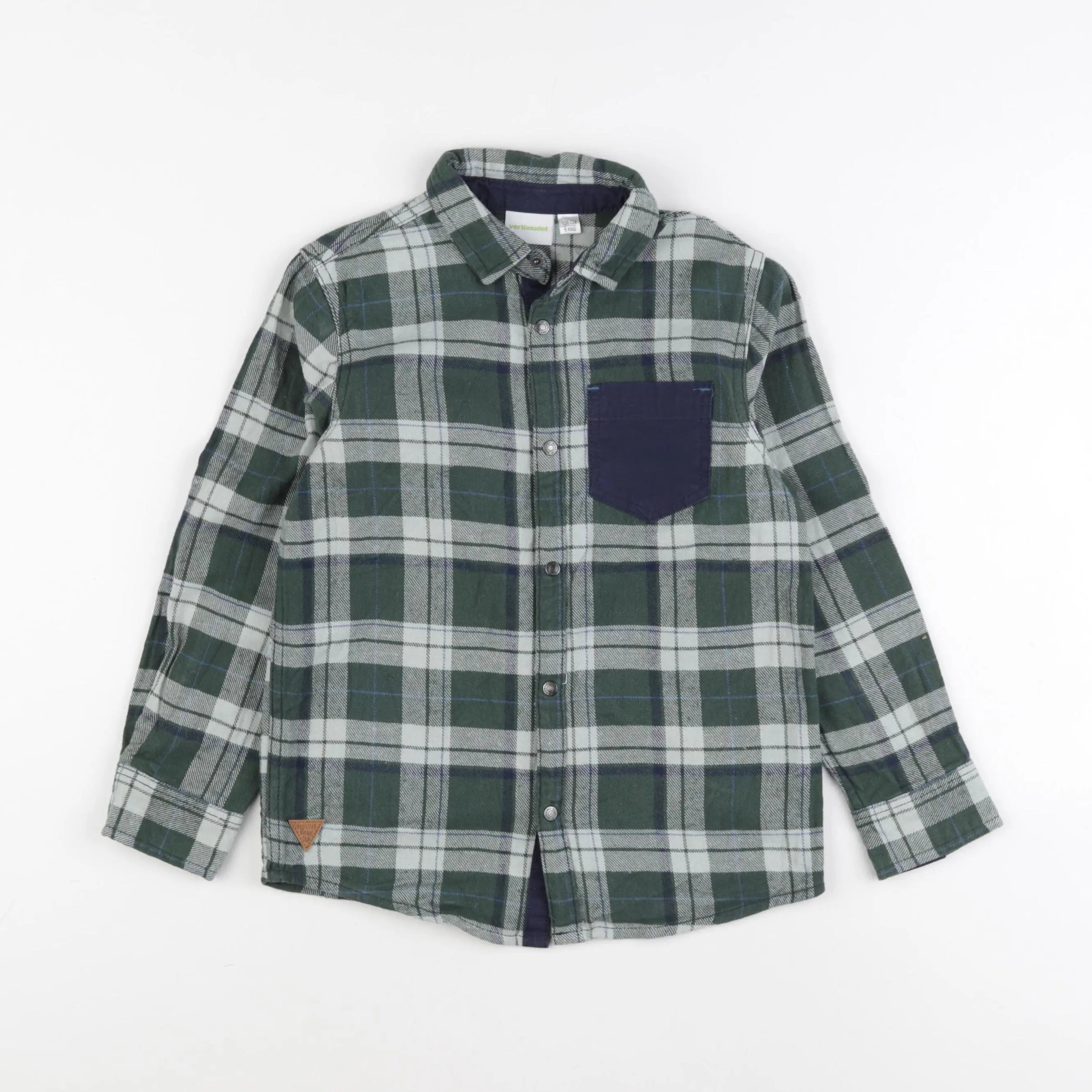 Vertbaudet - chemise bleu, vert - 8 ans