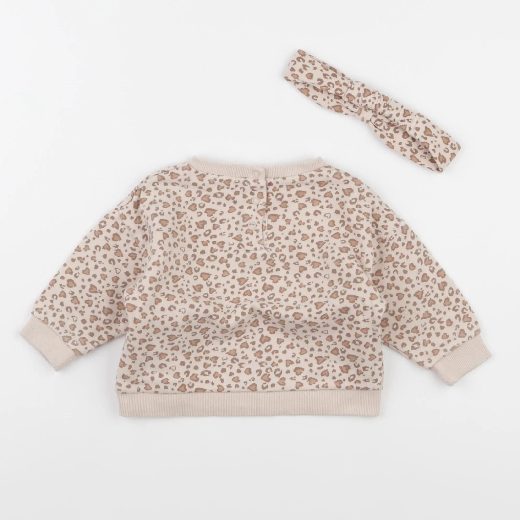 Vertbaudet - sweat marron, rose - 9 mois