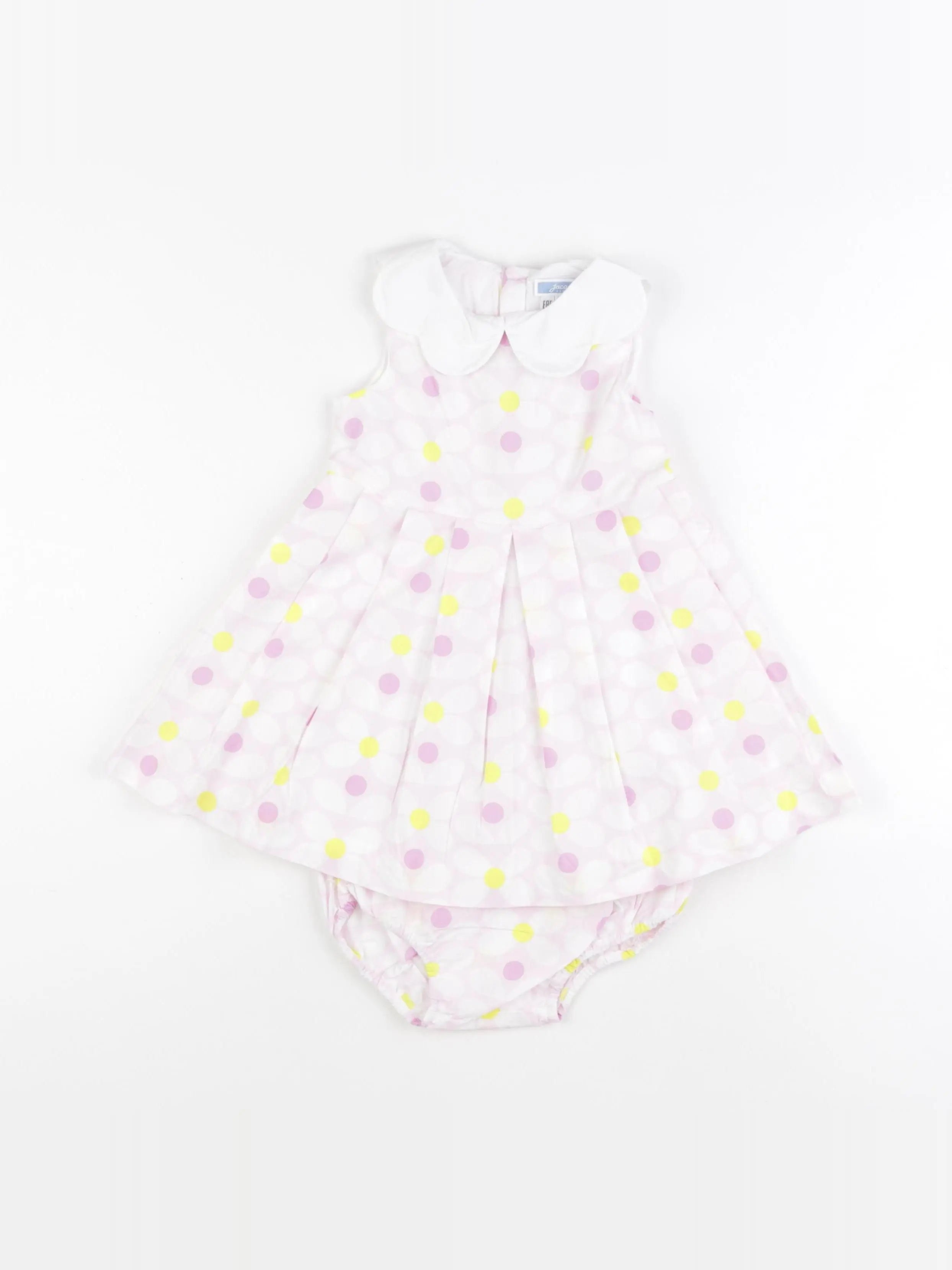 Jacadi - robe blanc, rose - 24 mois