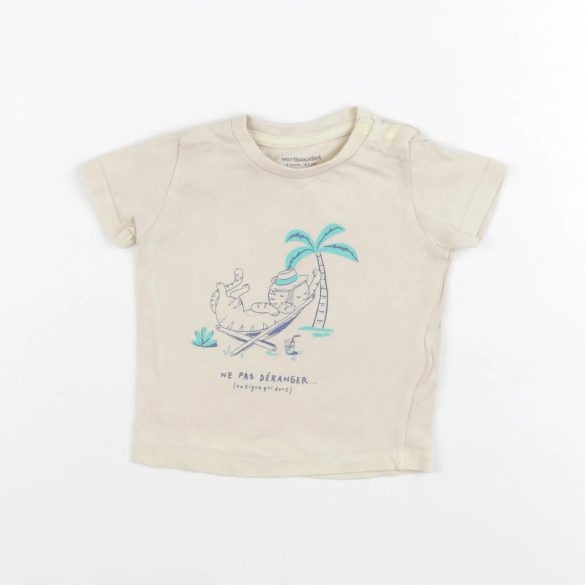 Vertbaudet - tee-shirt beige - 6 mois