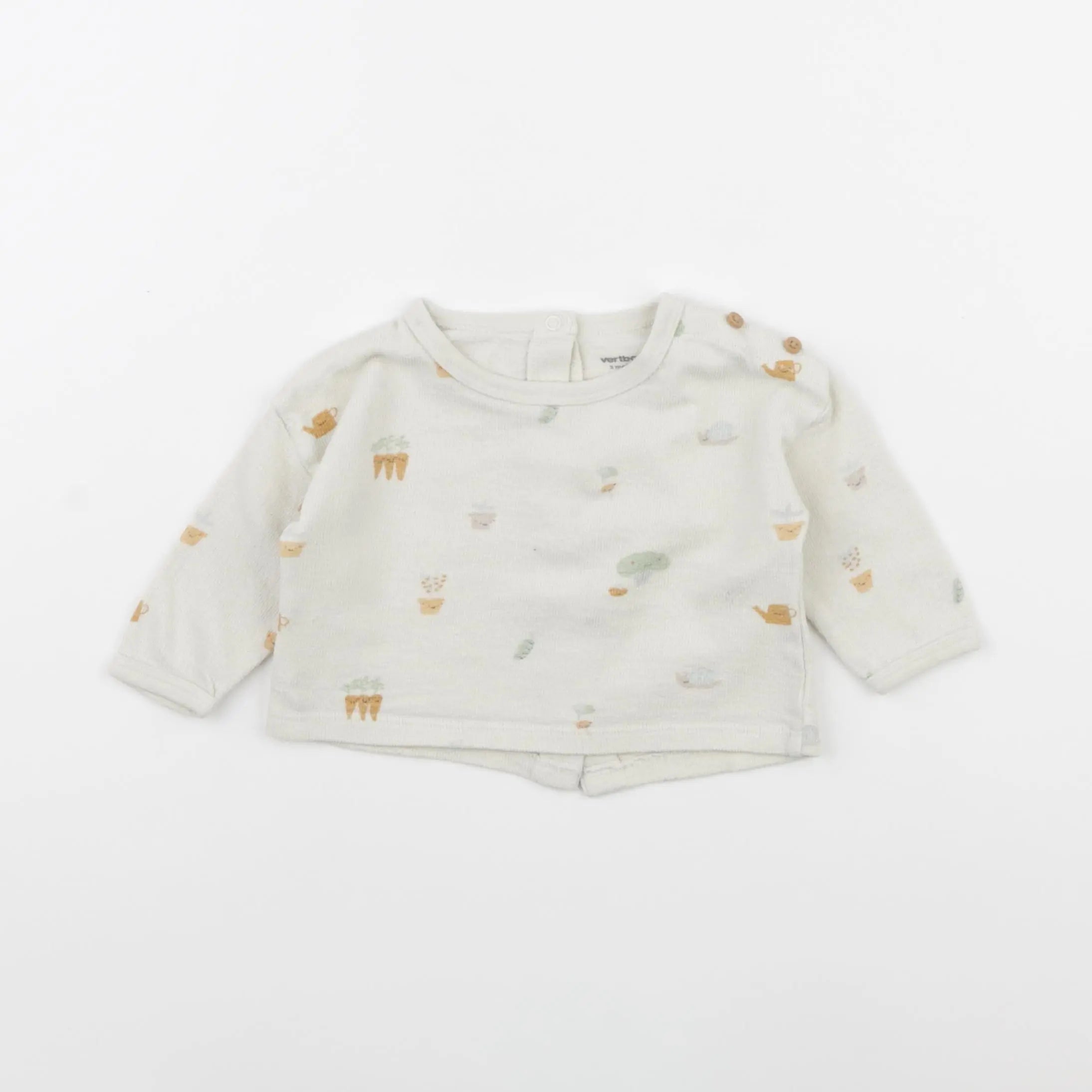 Vertbaudet - tee-shirt beige - 3 mois