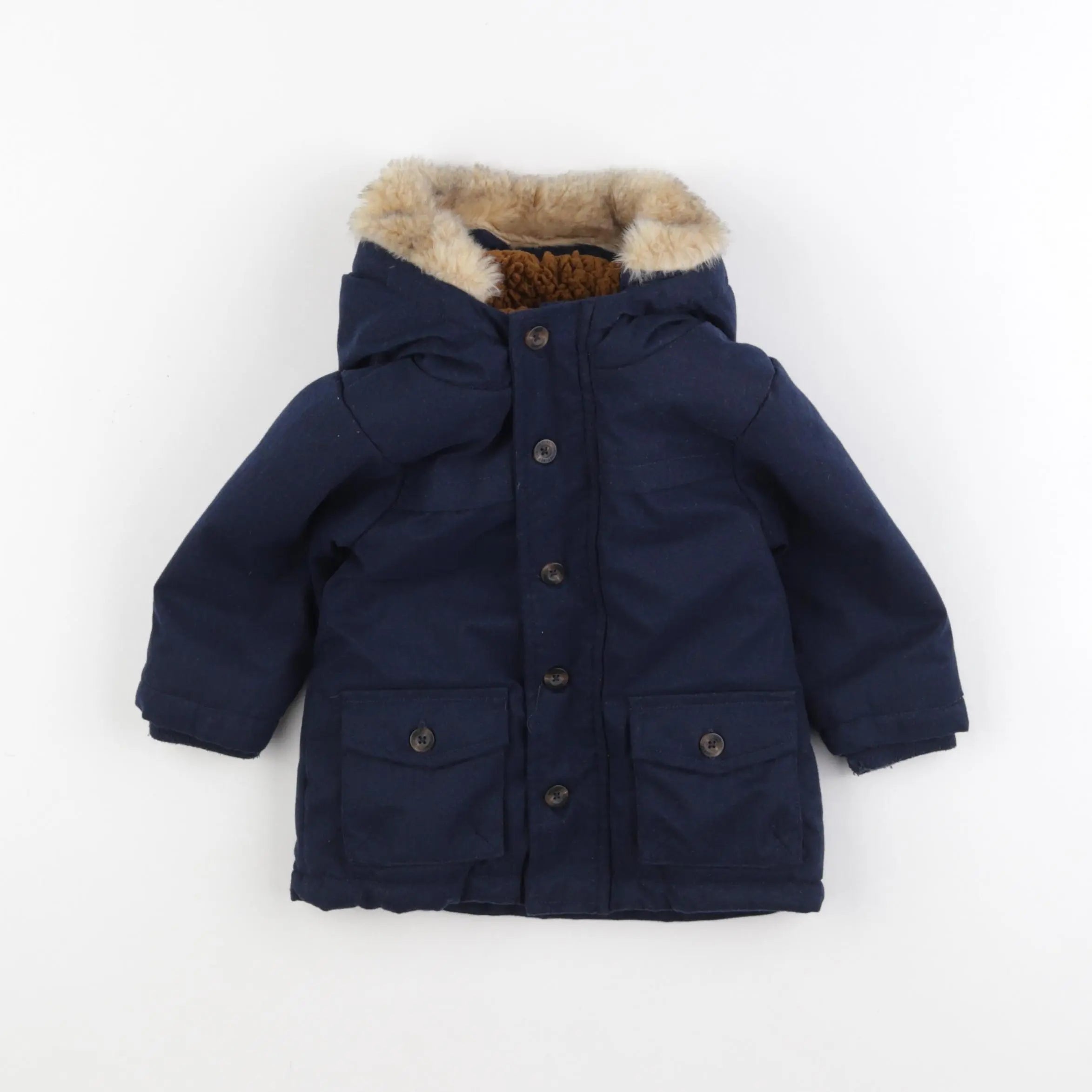 Vertbaudet - manteau bleu - 12 mois