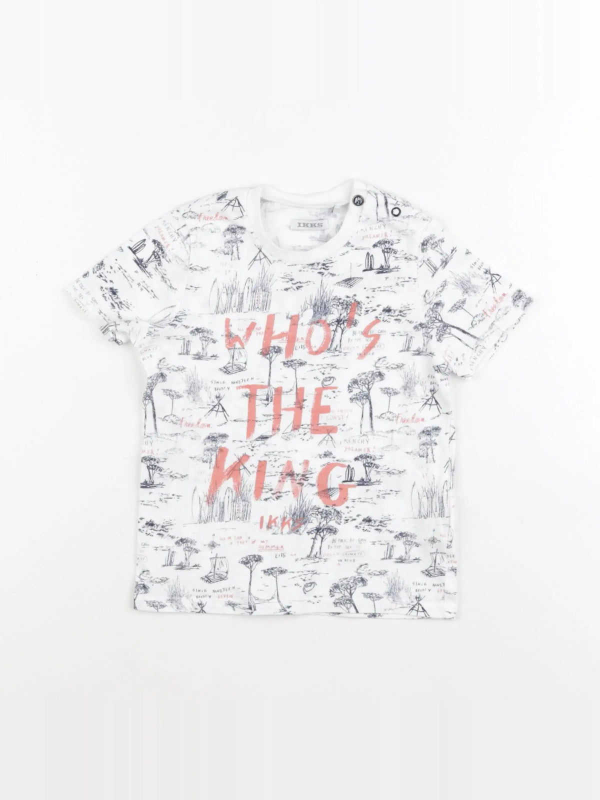 IKKS - tee-shirt blanc, bleu - 18 mois