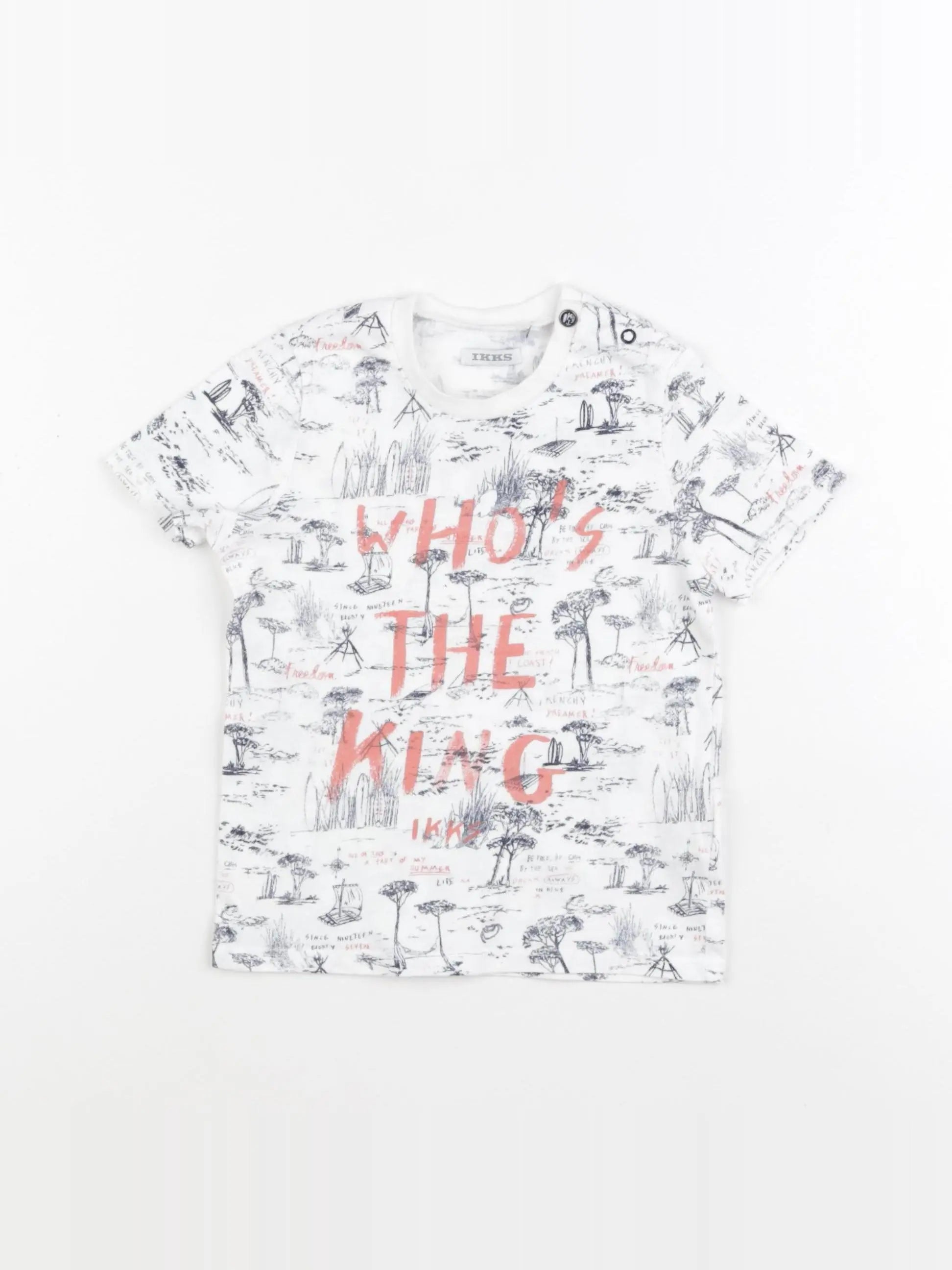 IKKS - tee-shirt blanc, bleu - 18 mois
