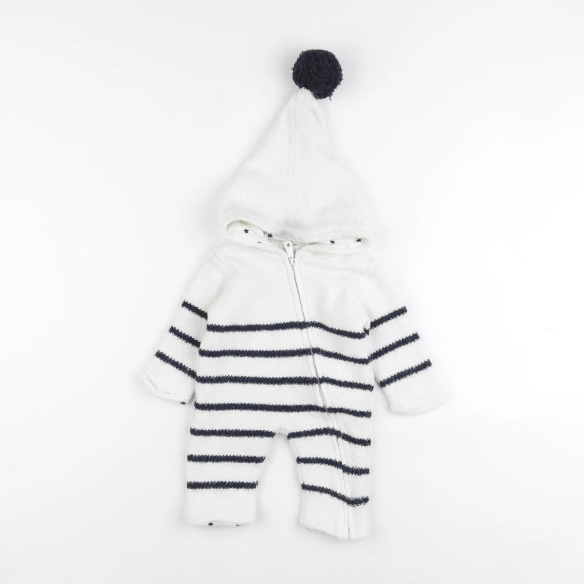 Vertbaudet - sur-pyjama blanc, bleu - 3 mois