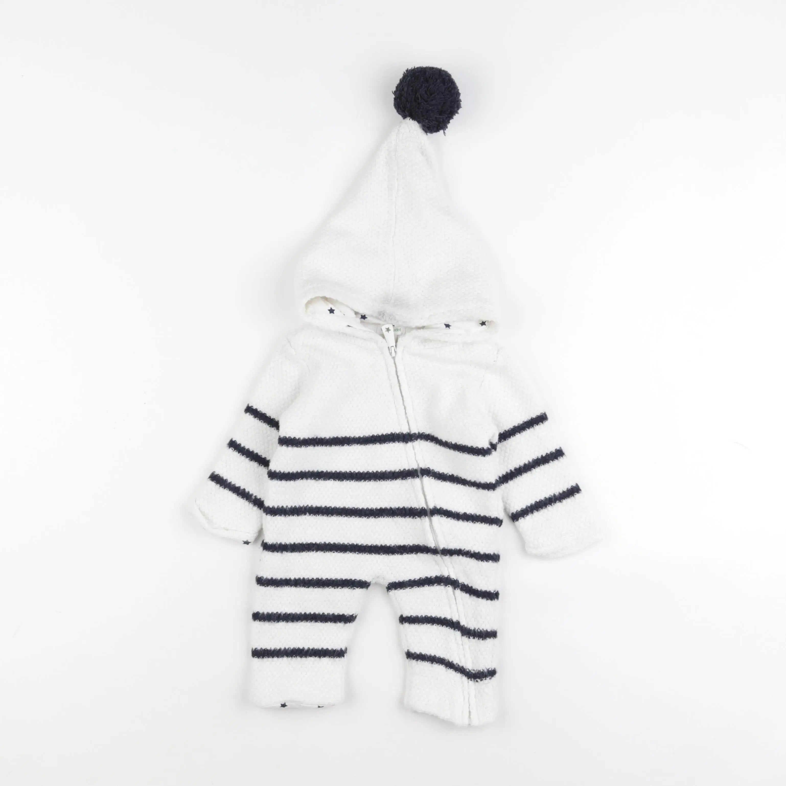 Vertbaudet - sur-pyjama blanc, bleu - 3 mois