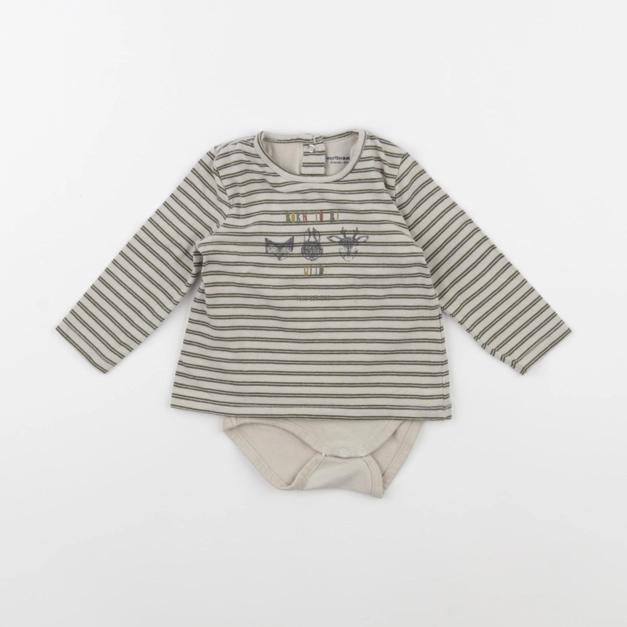 Vertbaudet - body tee-shirt vert - 6 mois