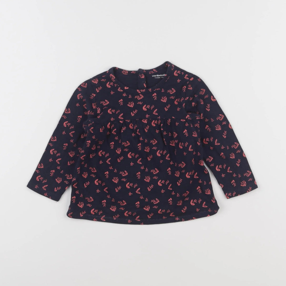 Vertbaudet - tee-shirt bleu - 12 mois