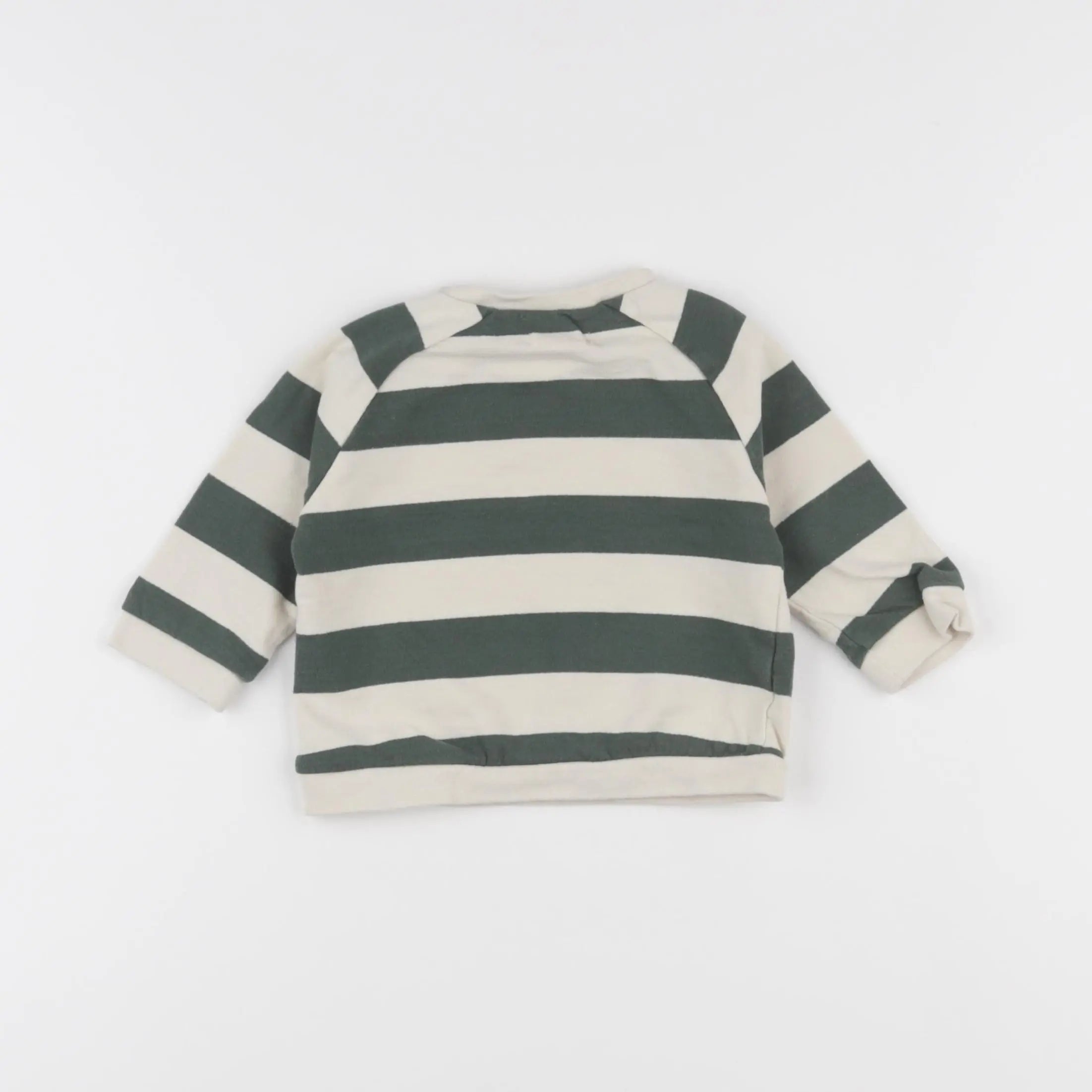 Vertbaudet - sweat beige, vert - 6 mois