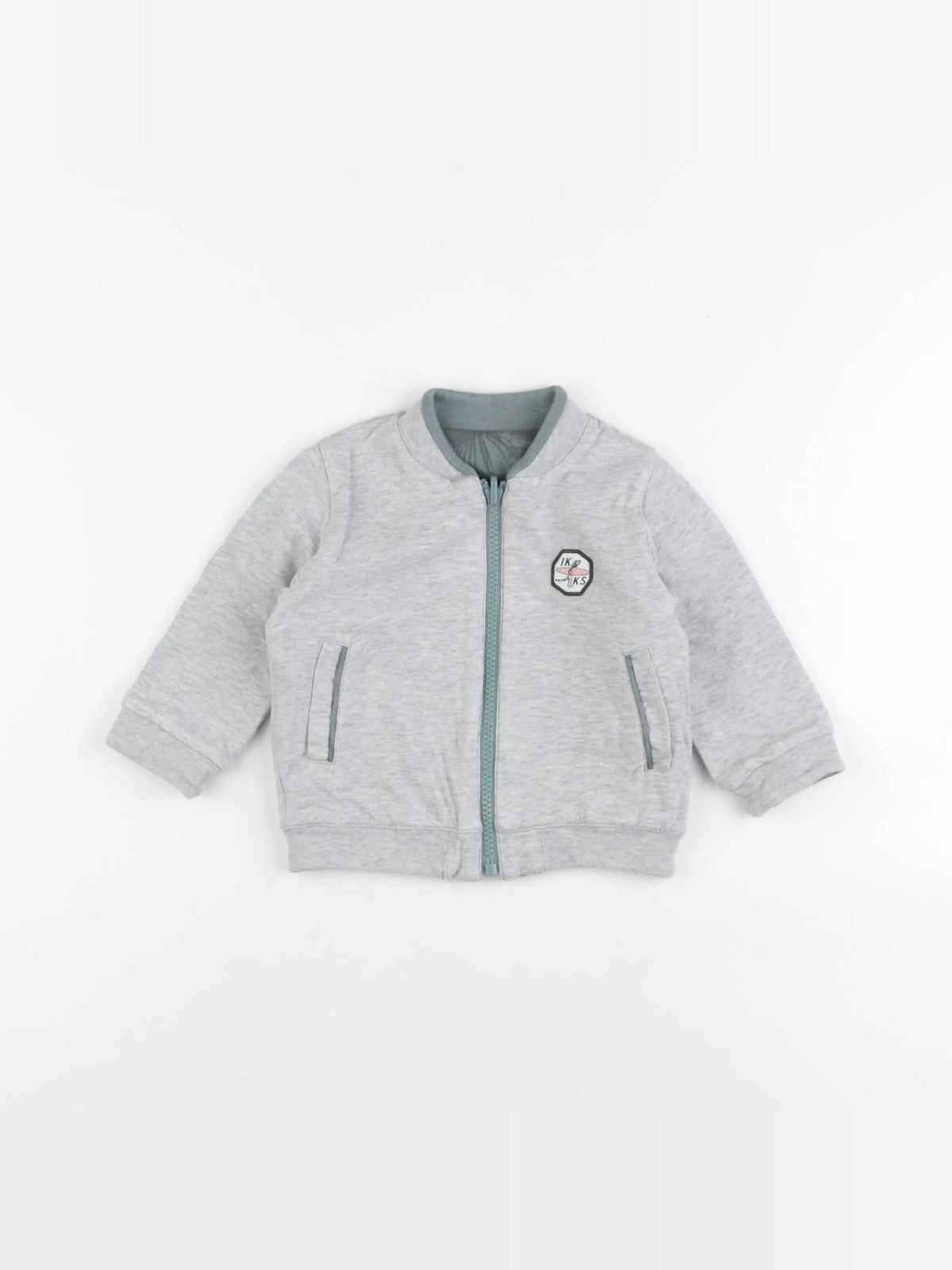 IKKS - sweat réversible gris, vert - 12 mois