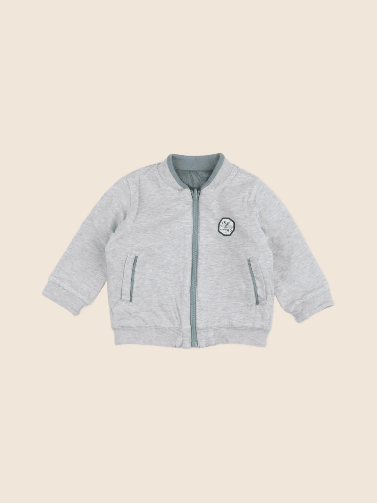 IKKS - sweat réversible gris, vert - 12 mois