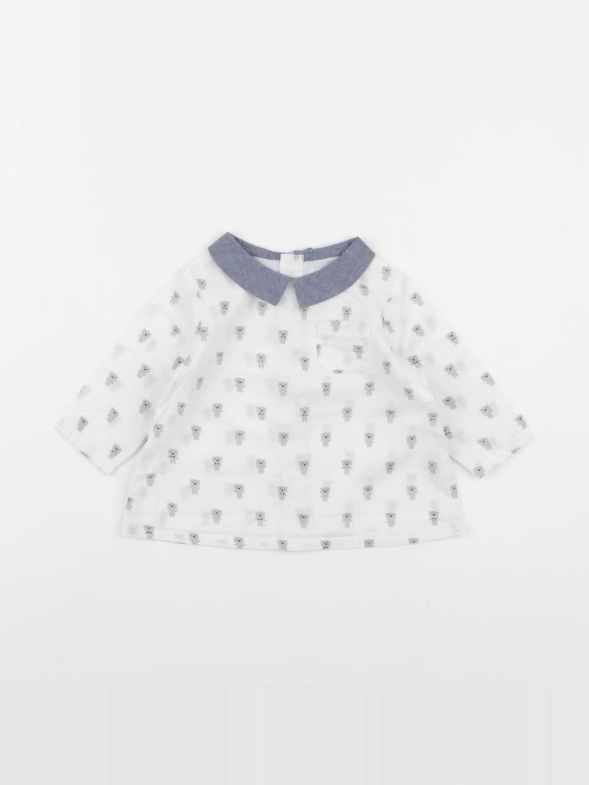 Boutchou - chemise blanc, bleu - 6 mois