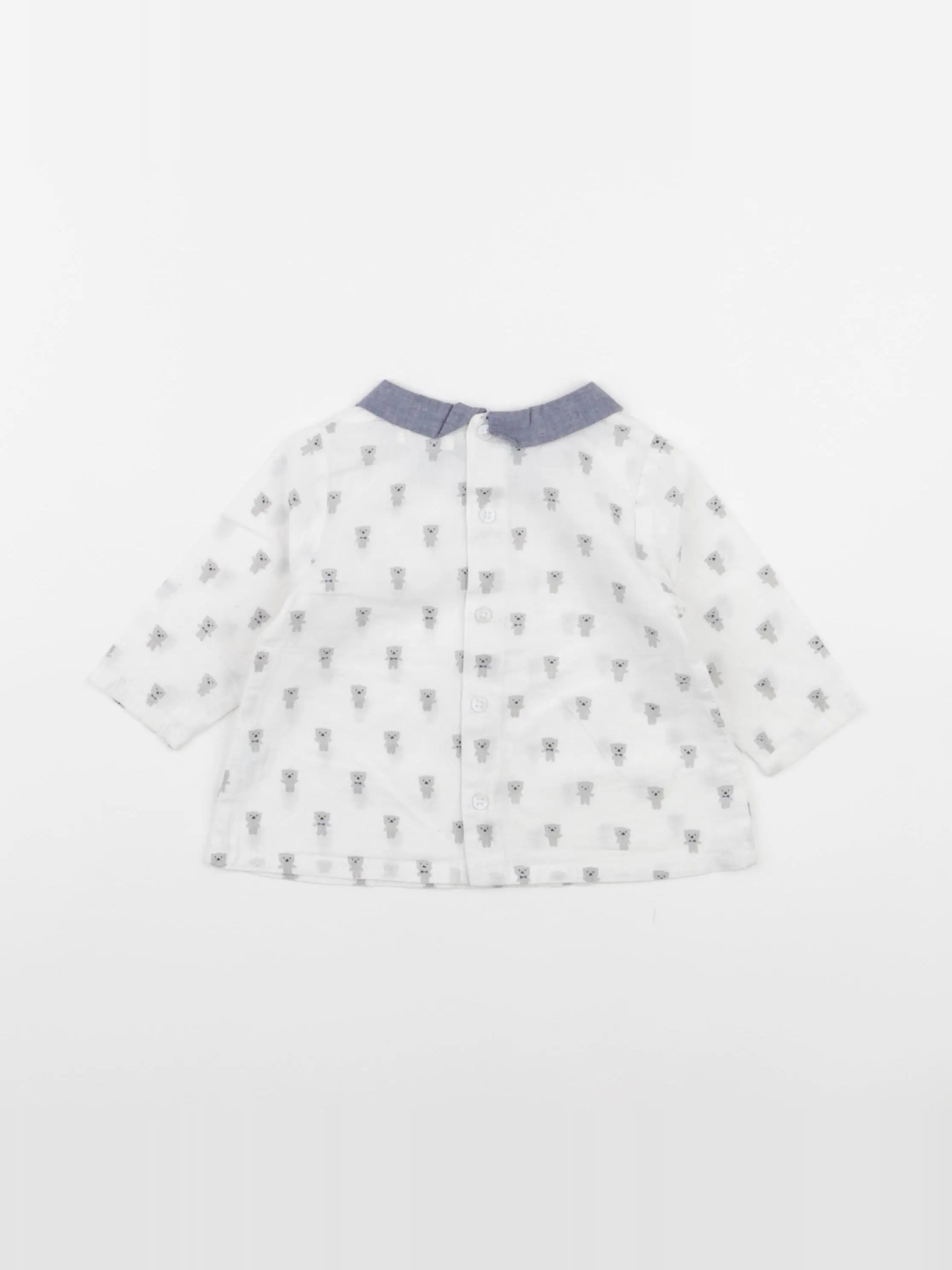 Boutchou - chemise blanc, bleu - 6 mois