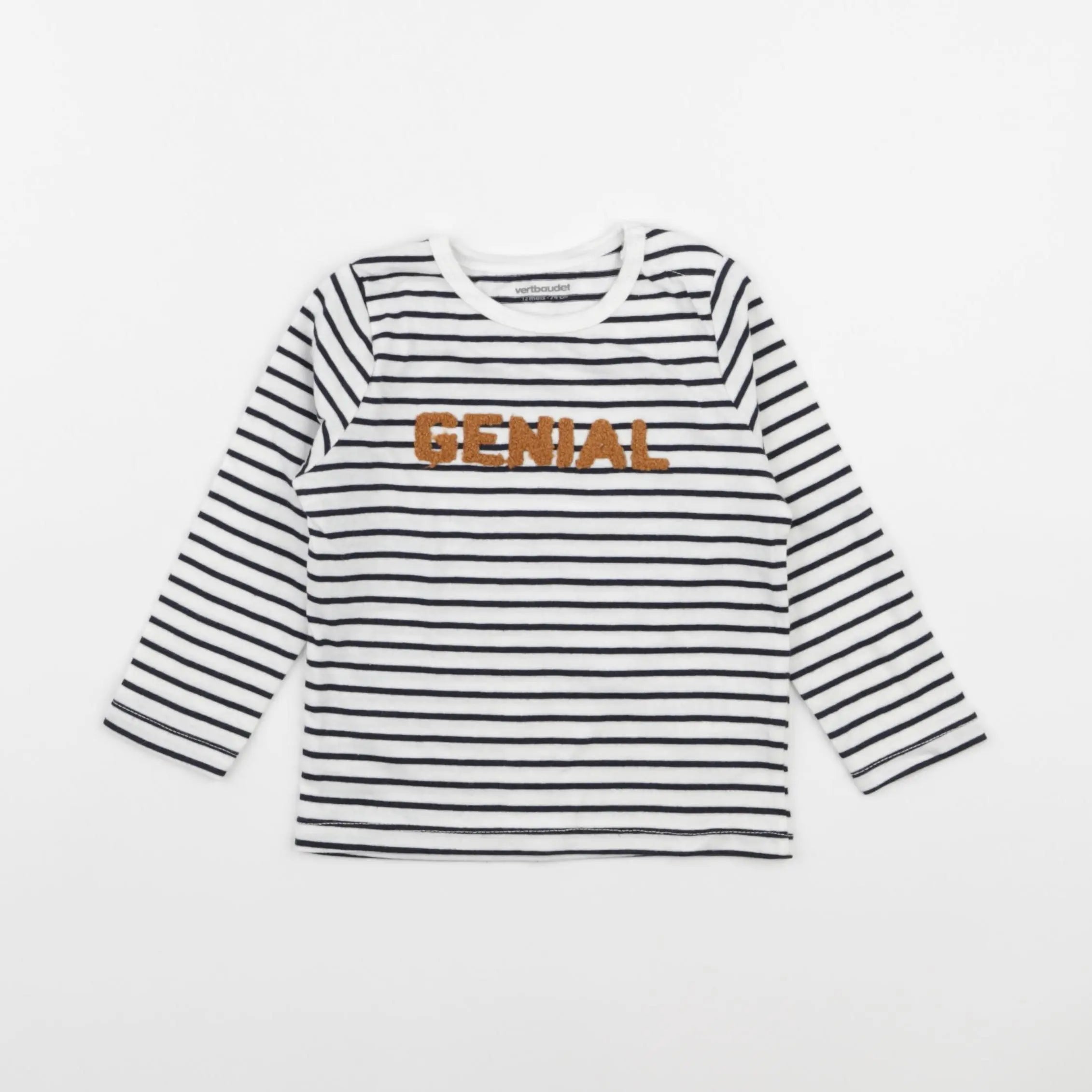 Vertbaudet - tee-shirt bleu - 12 mois