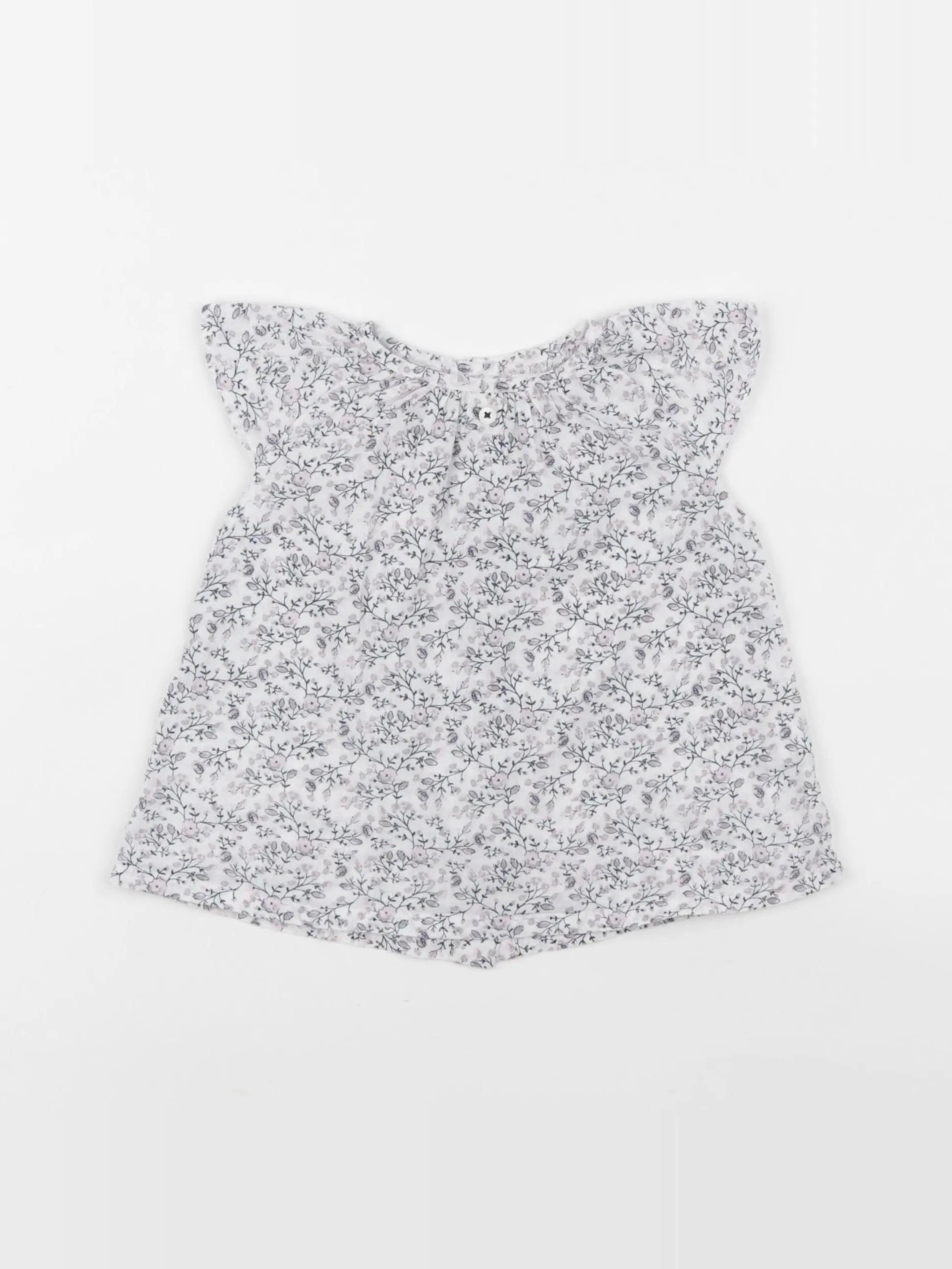 Boutchou - blouse blanc, rose - 12 mois