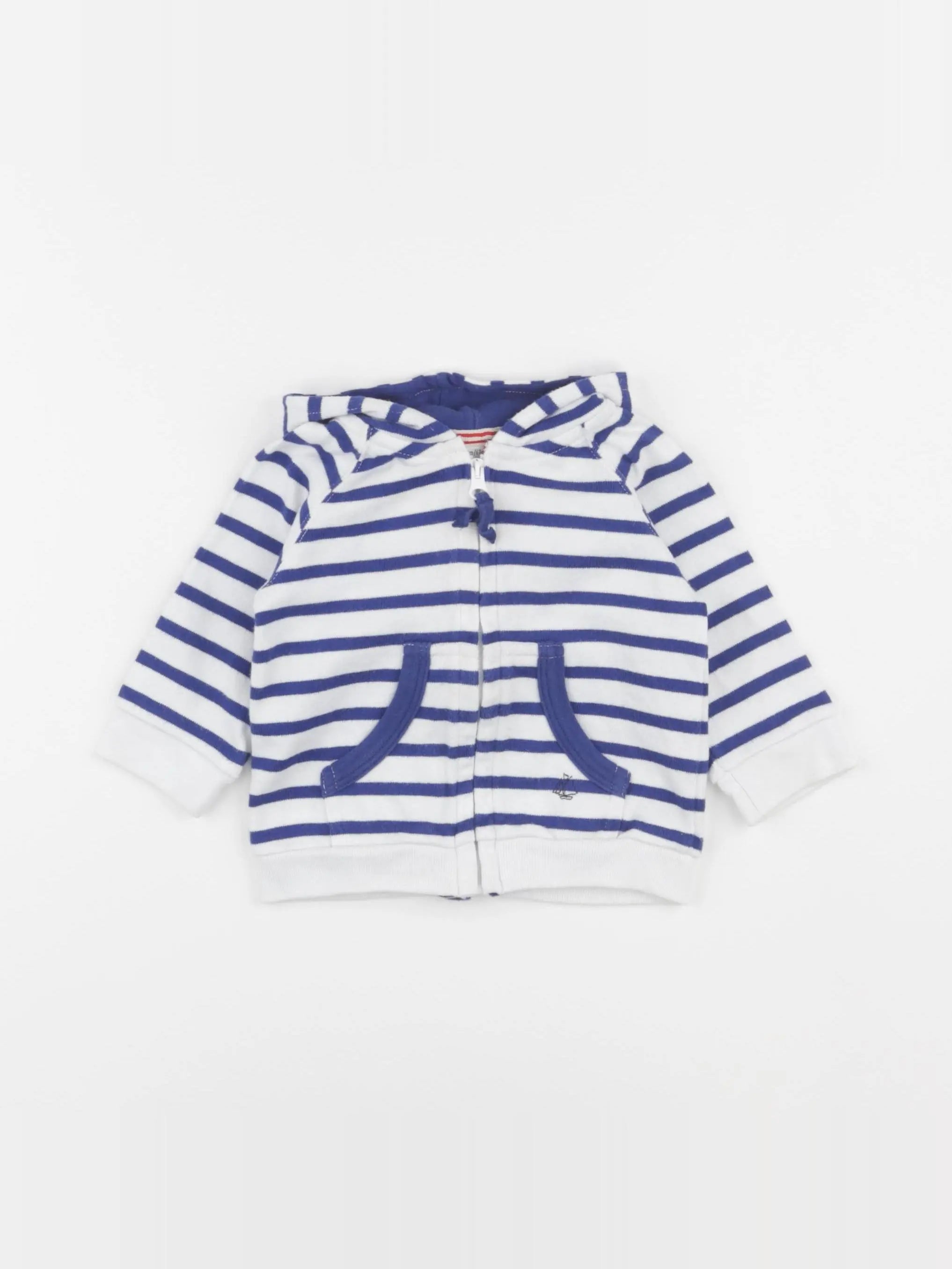 Petit Bateau - sweat bleu, blanc - 6 mois