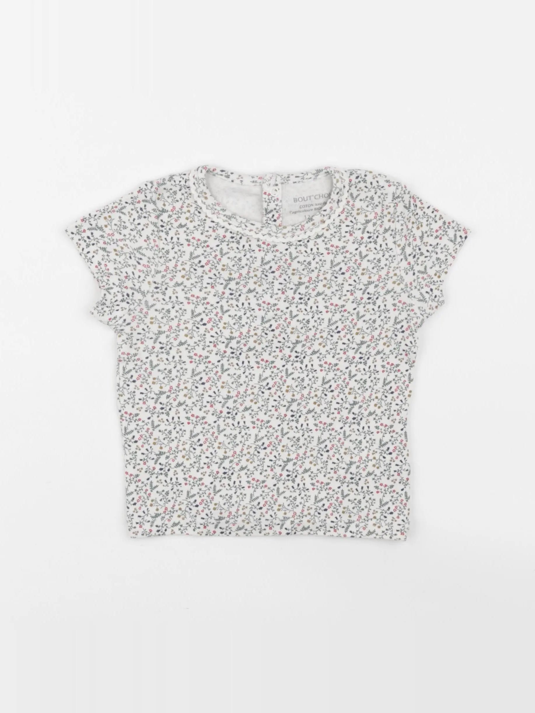 Boutchou - tee-shirt blanc, vert - 12 mois