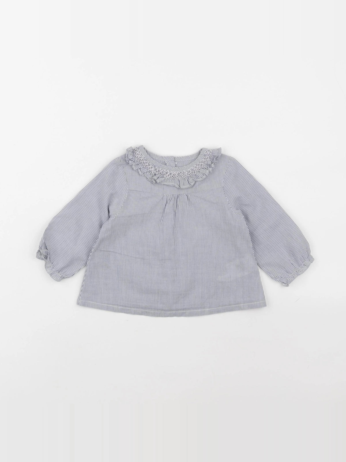 Cyrillus - blouse blanc, bleu - 9 mois