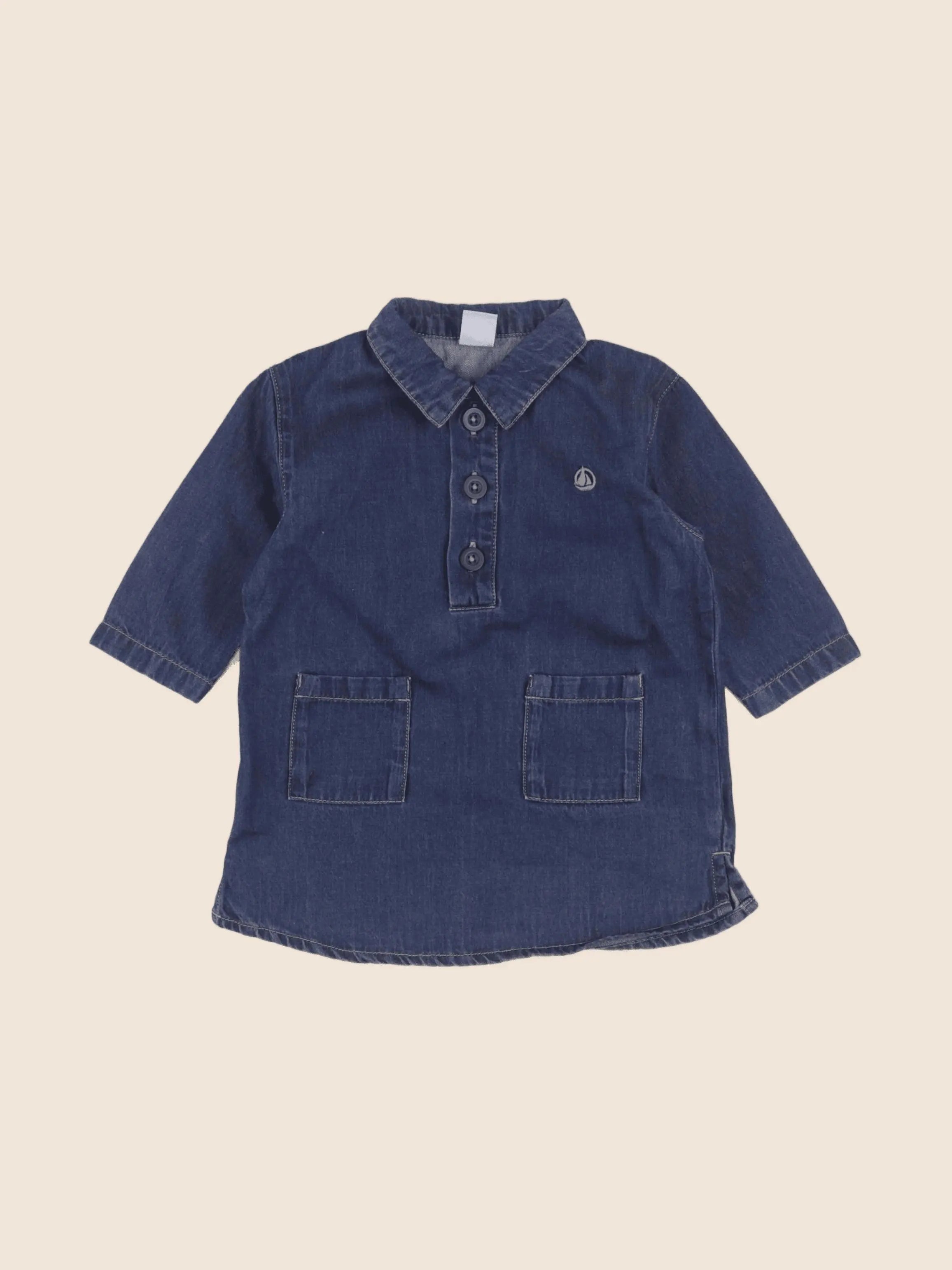 Petit Bateau - robe bleu - 12 mois