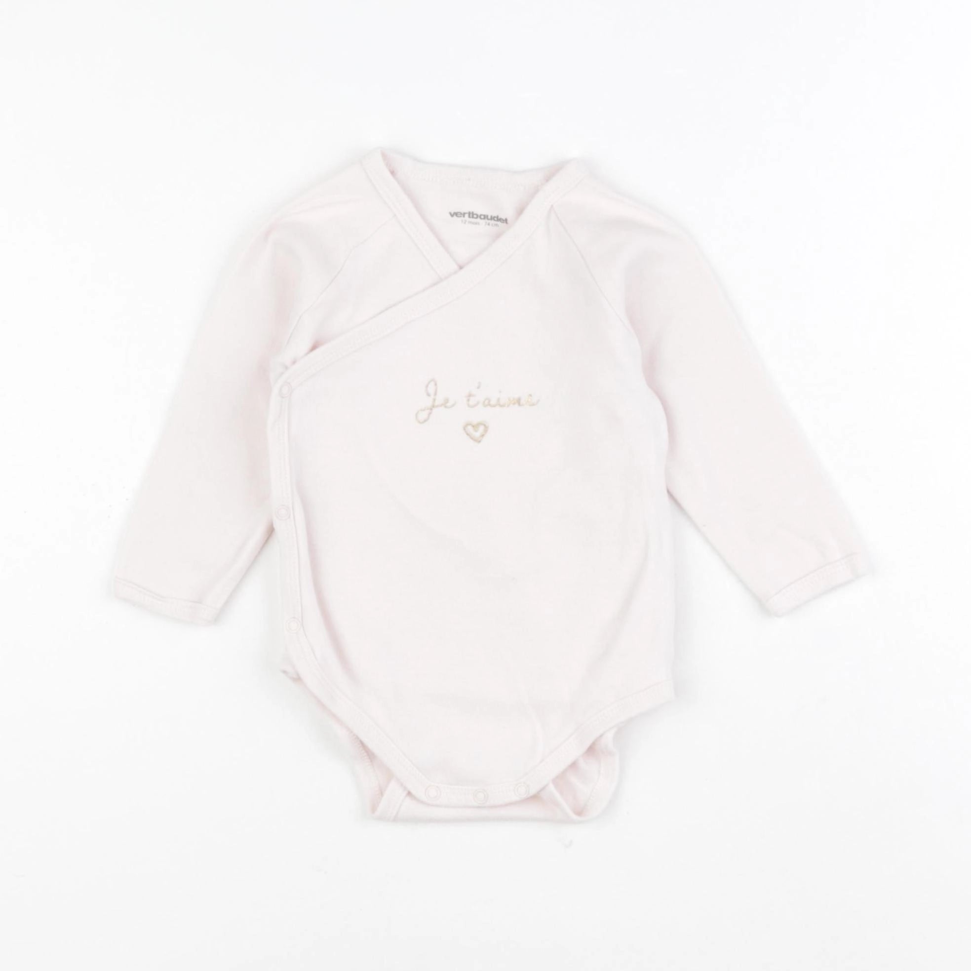 Vertbaudet - body rose - 12 mois