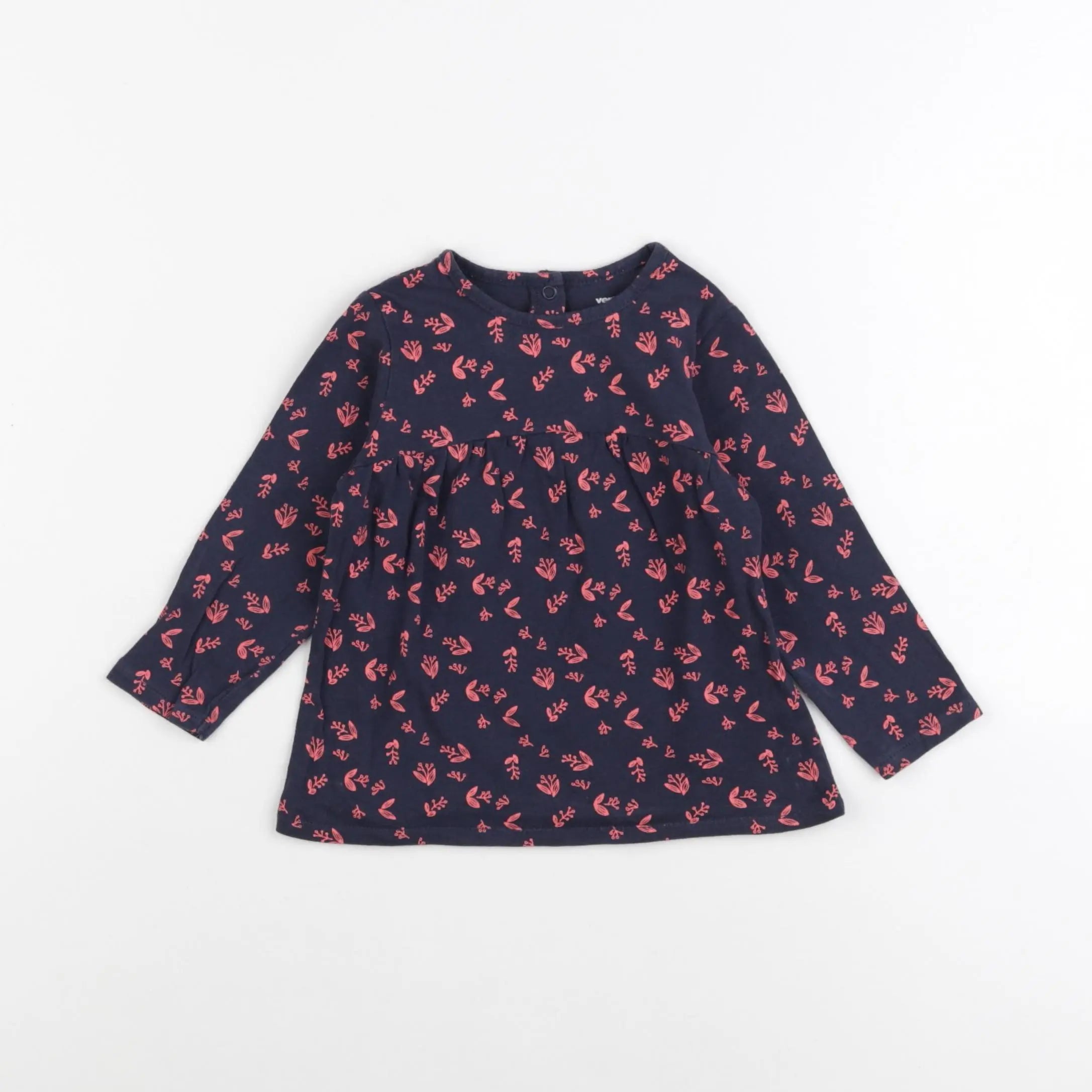 Vertbaudet - tee-shirt bleu, rose - 12 mois