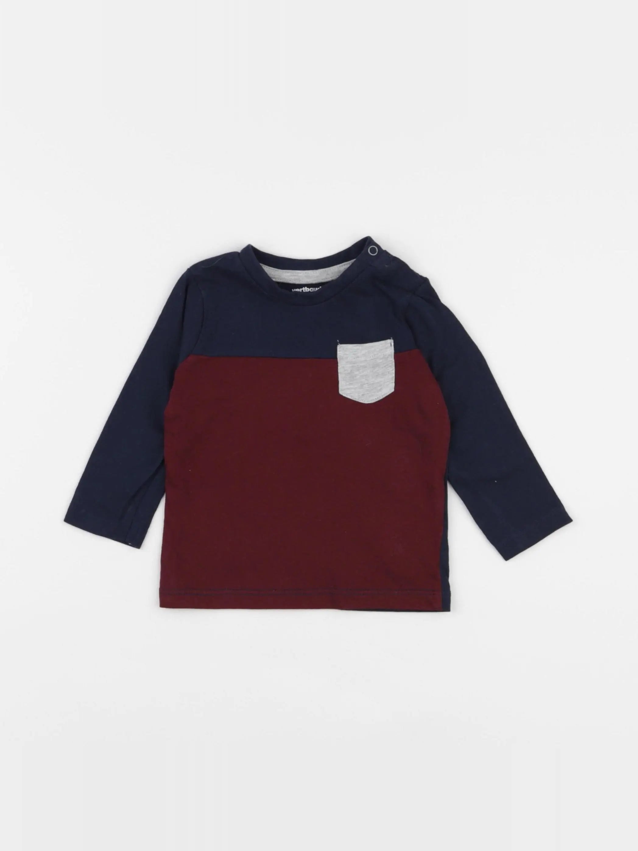 Vertbaudet - tee-shirt bleu, rouge - 6 mois