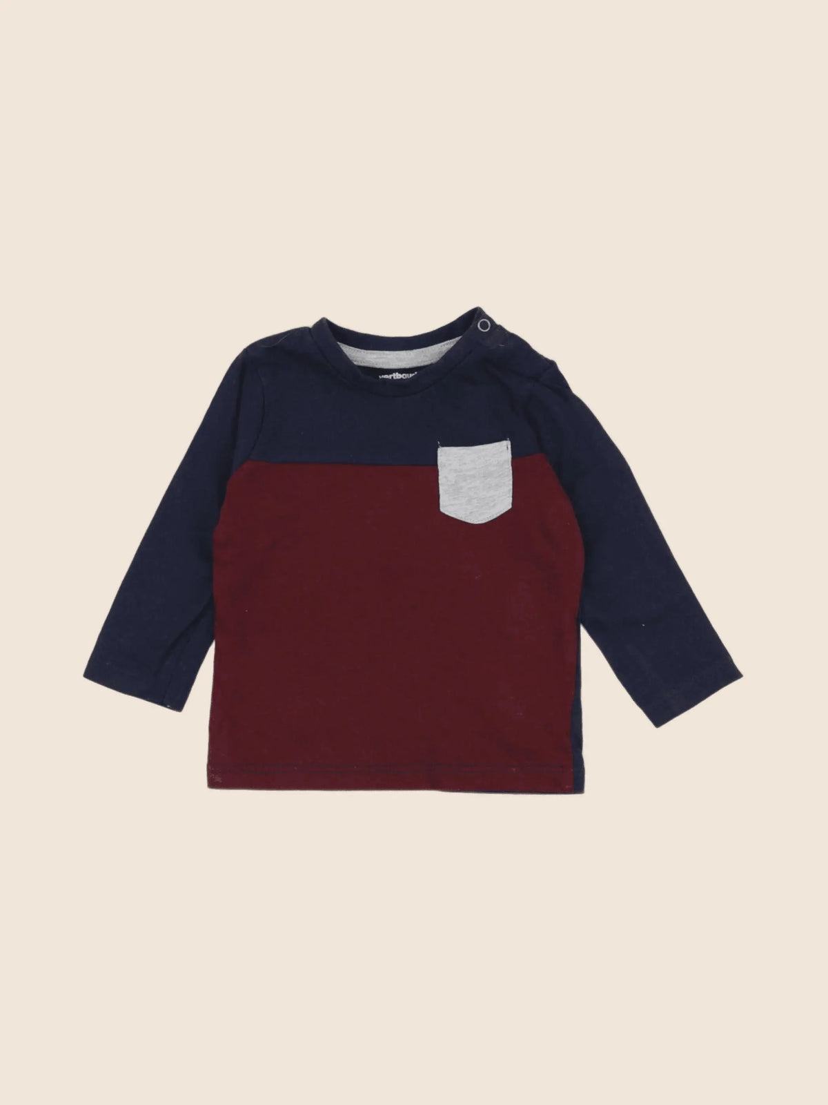 Vertbaudet - tee-shirt bleu, rouge - 6 mois