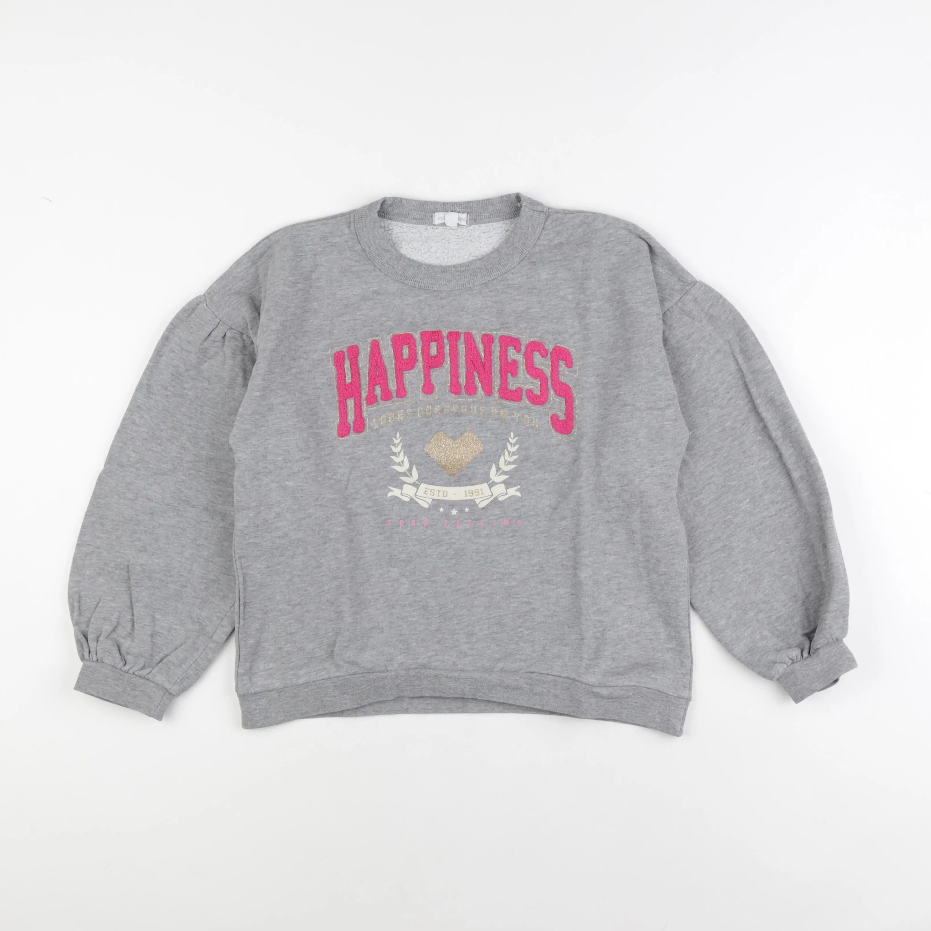 Vertbaudet - sweat gris, rose - 12 ans