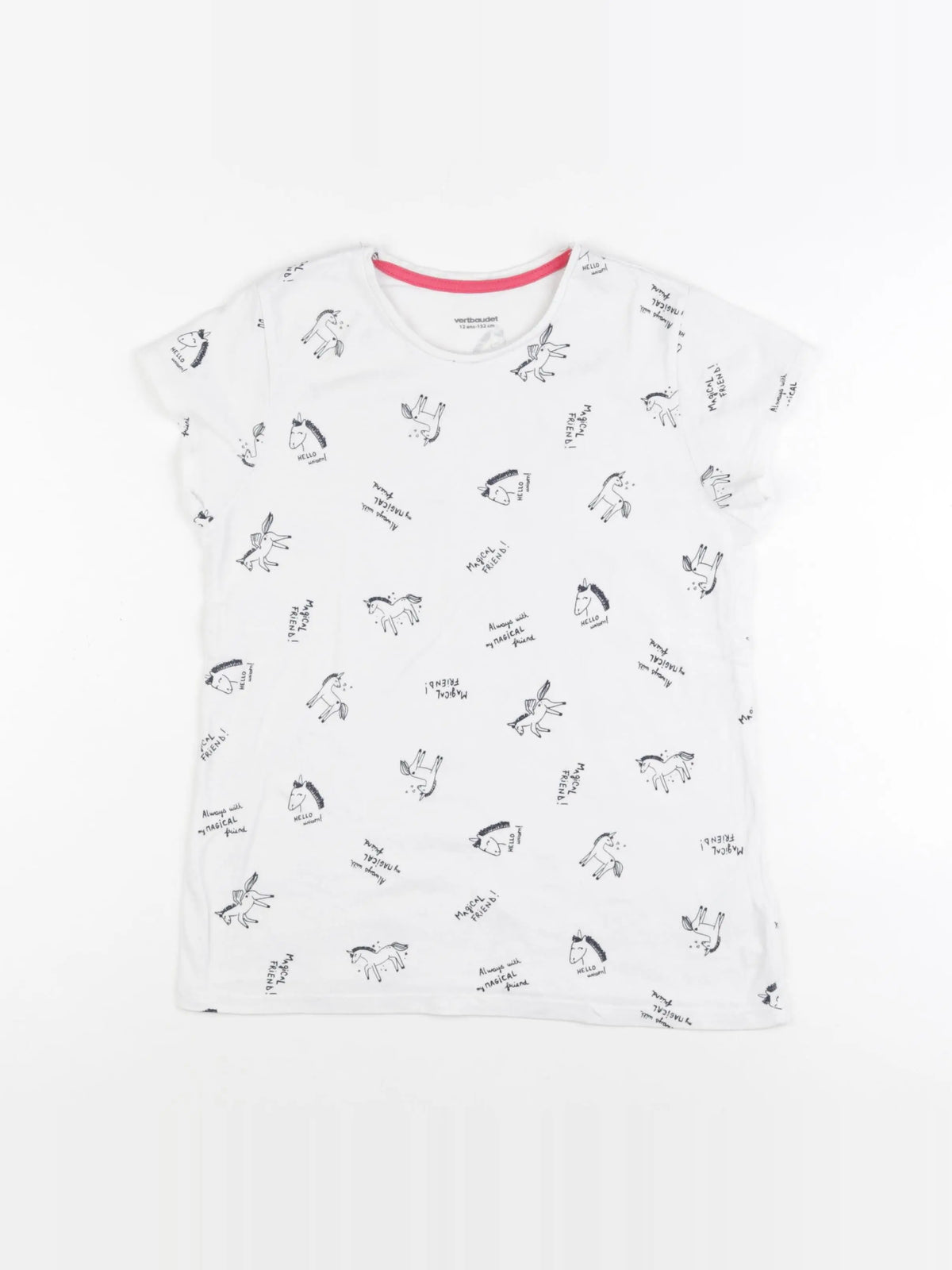 Vertbaudet - tee-shirt blanc, bleu - 12 ans