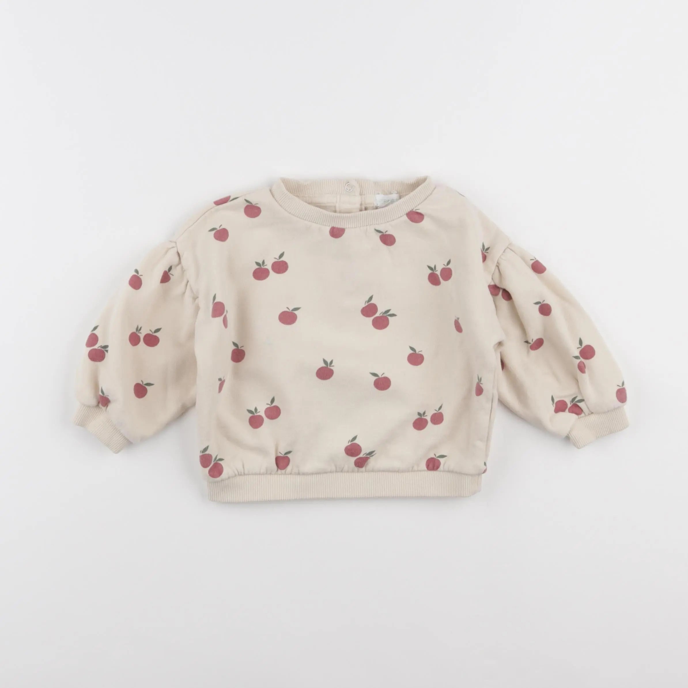 Vertbaudet - sweat beige, rouge - 12 mois