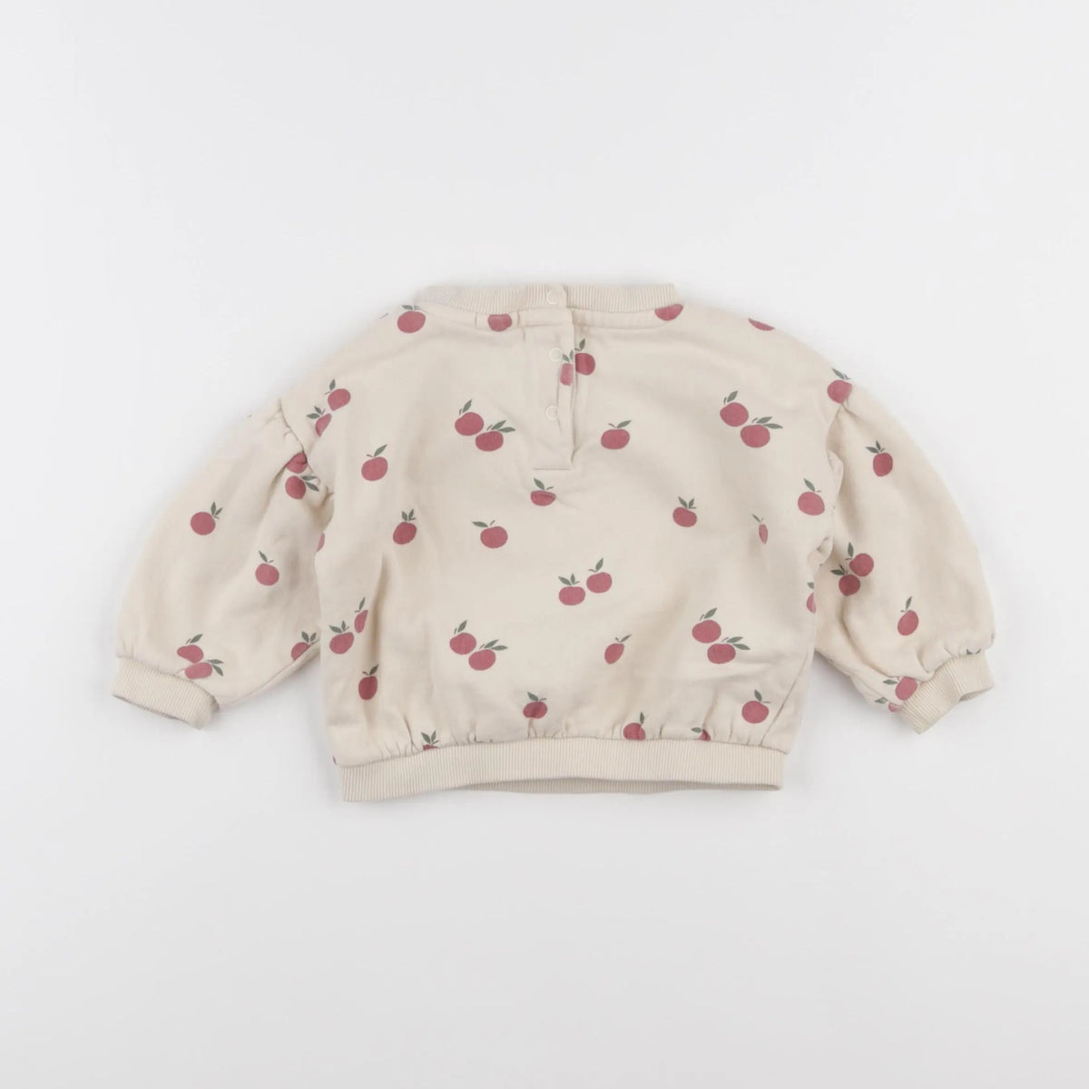 Vertbaudet - sweat beige, rouge - 12 mois