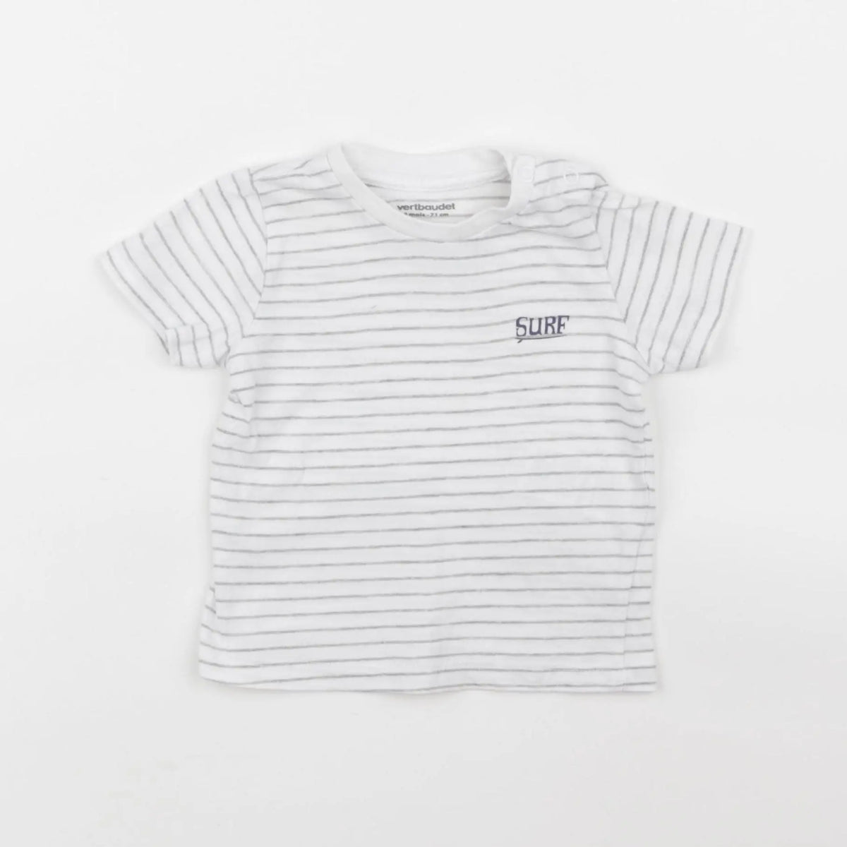 Vertbaudet - tee-shirt blanc, gris - 9 mois