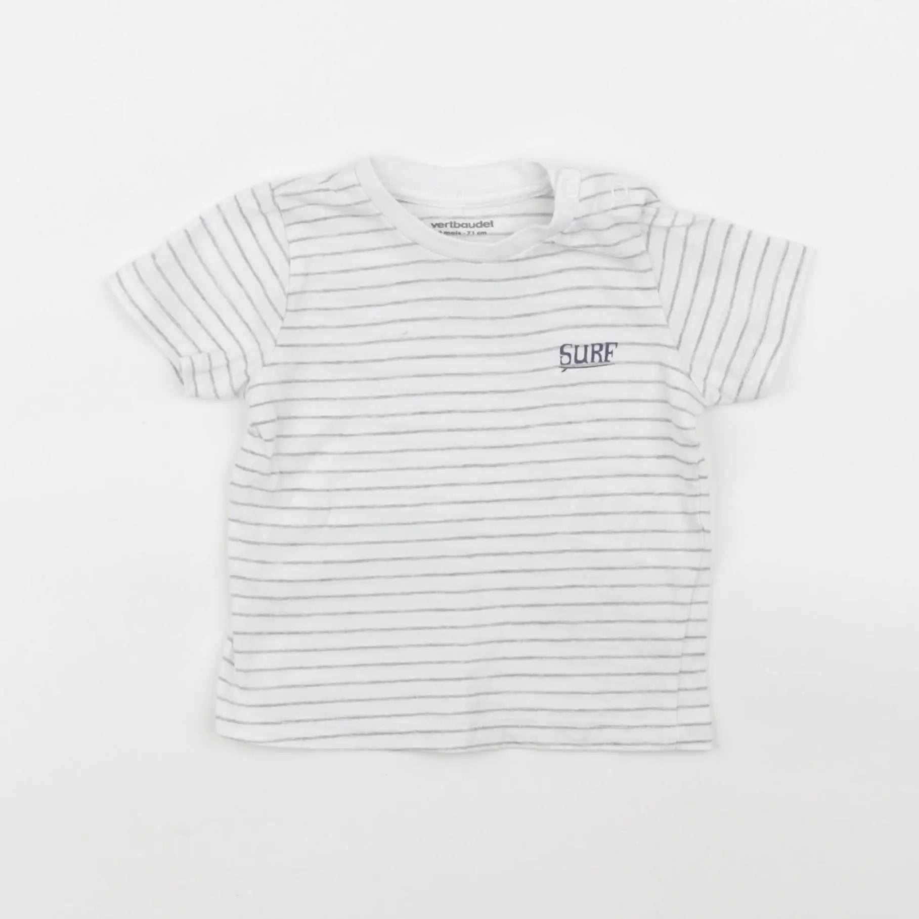 Vertbaudet - tee-shirt blanc, gris - 9 mois