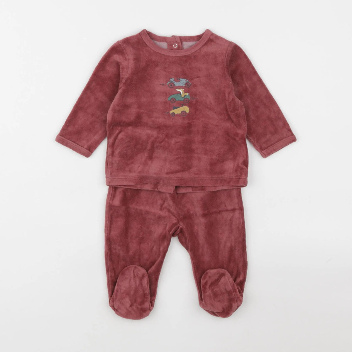 Vertbaudet - pyjama velours rouge - 6 mois