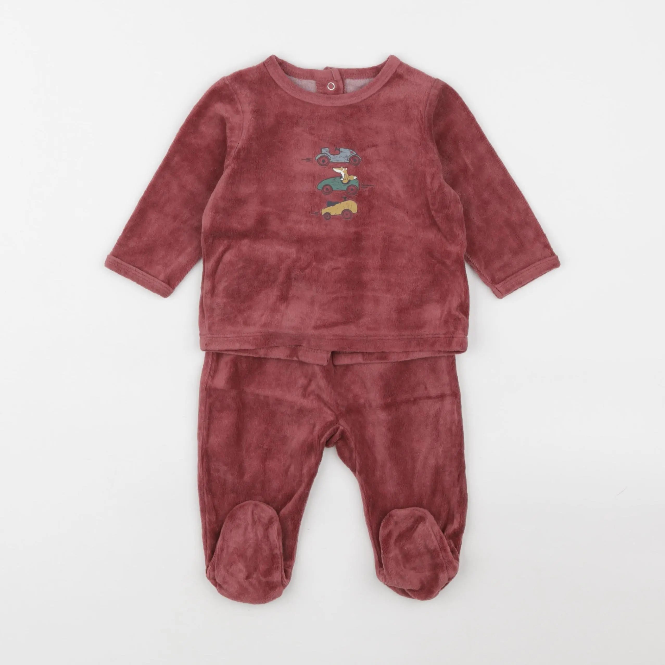 Vertbaudet - pyjama velours rouge - 6 mois