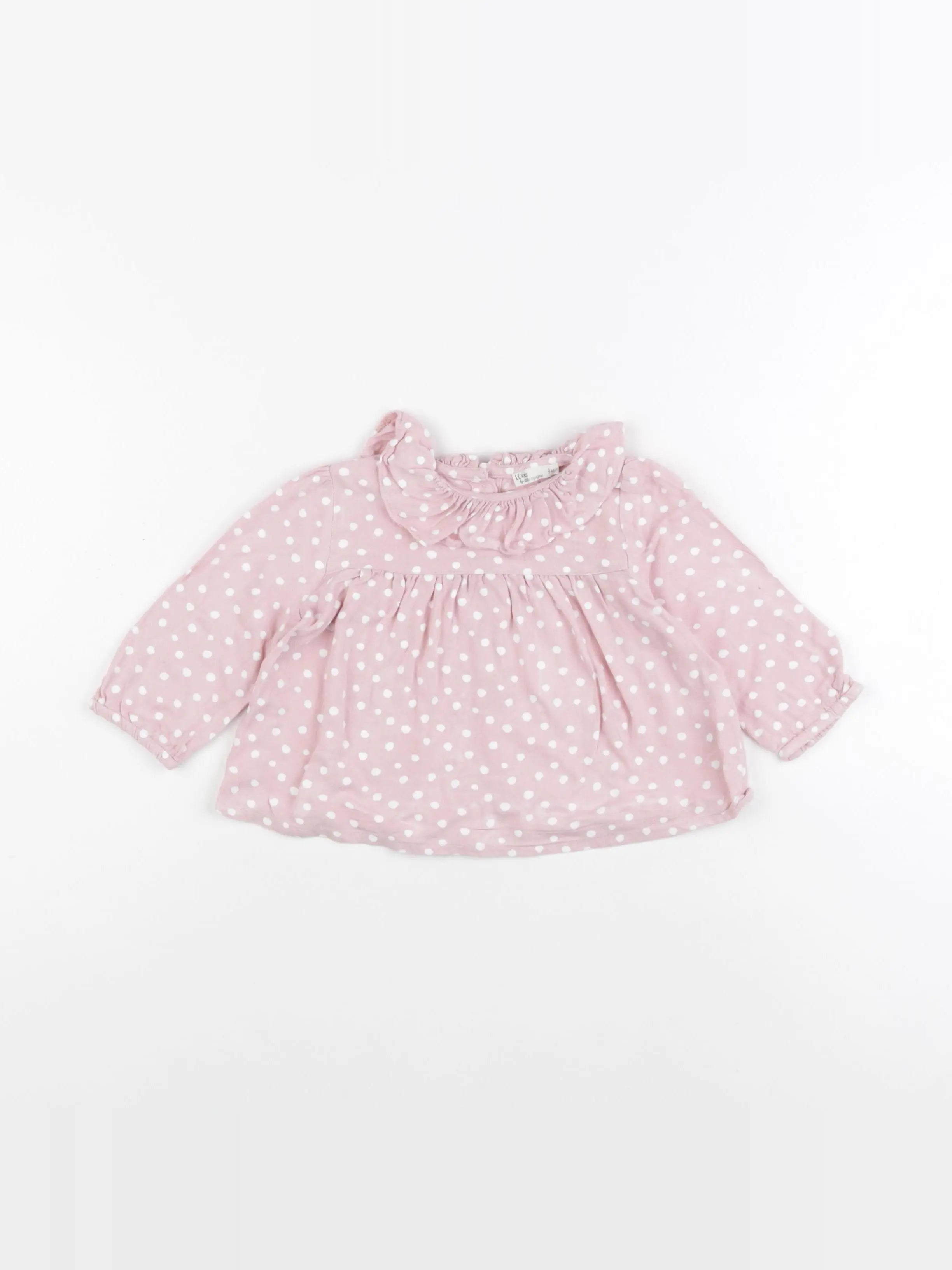 Little Cigogne - blouse rose - 9 mois